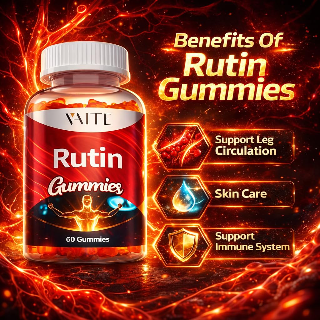 VAITE Rutin Supplement 500mg - Sophora Japonica Extract with Bioflavonoids - Antioxidant & Wellness Chewables for Daily Use - Plant-Based Flavonoid Complex - Supports General Well-Being - 60 Vegan Gummies