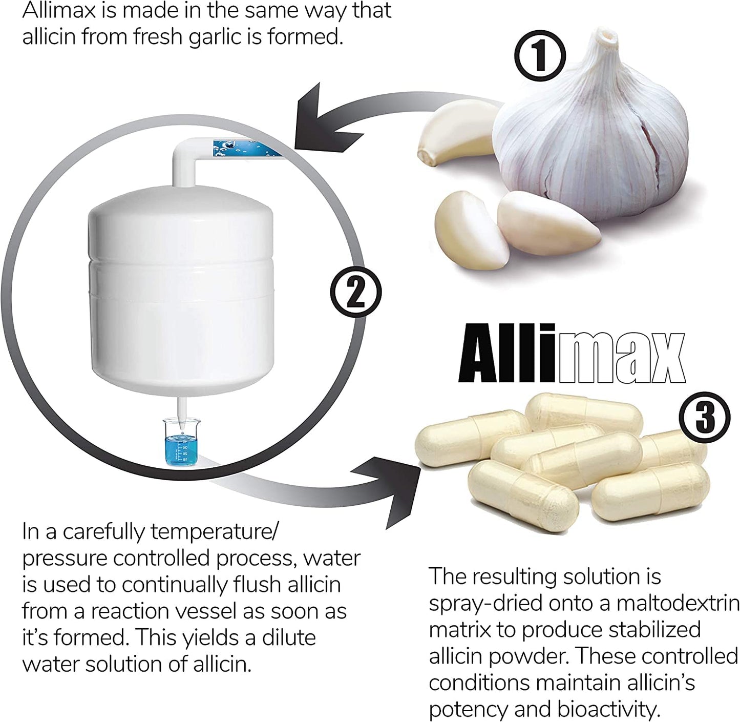 ALLIMAX 180mg Allicin Garlic Supplement, 90 Capsules
