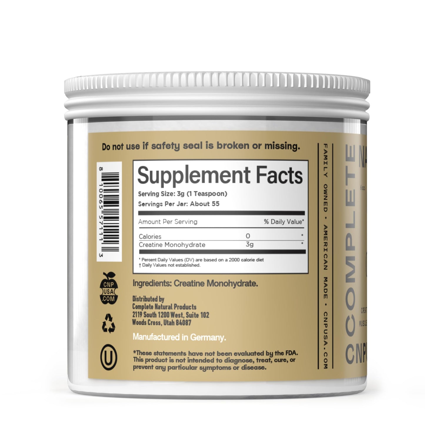 Complete Natural Products Pure Creatine Monohydrate Powder 8 oz