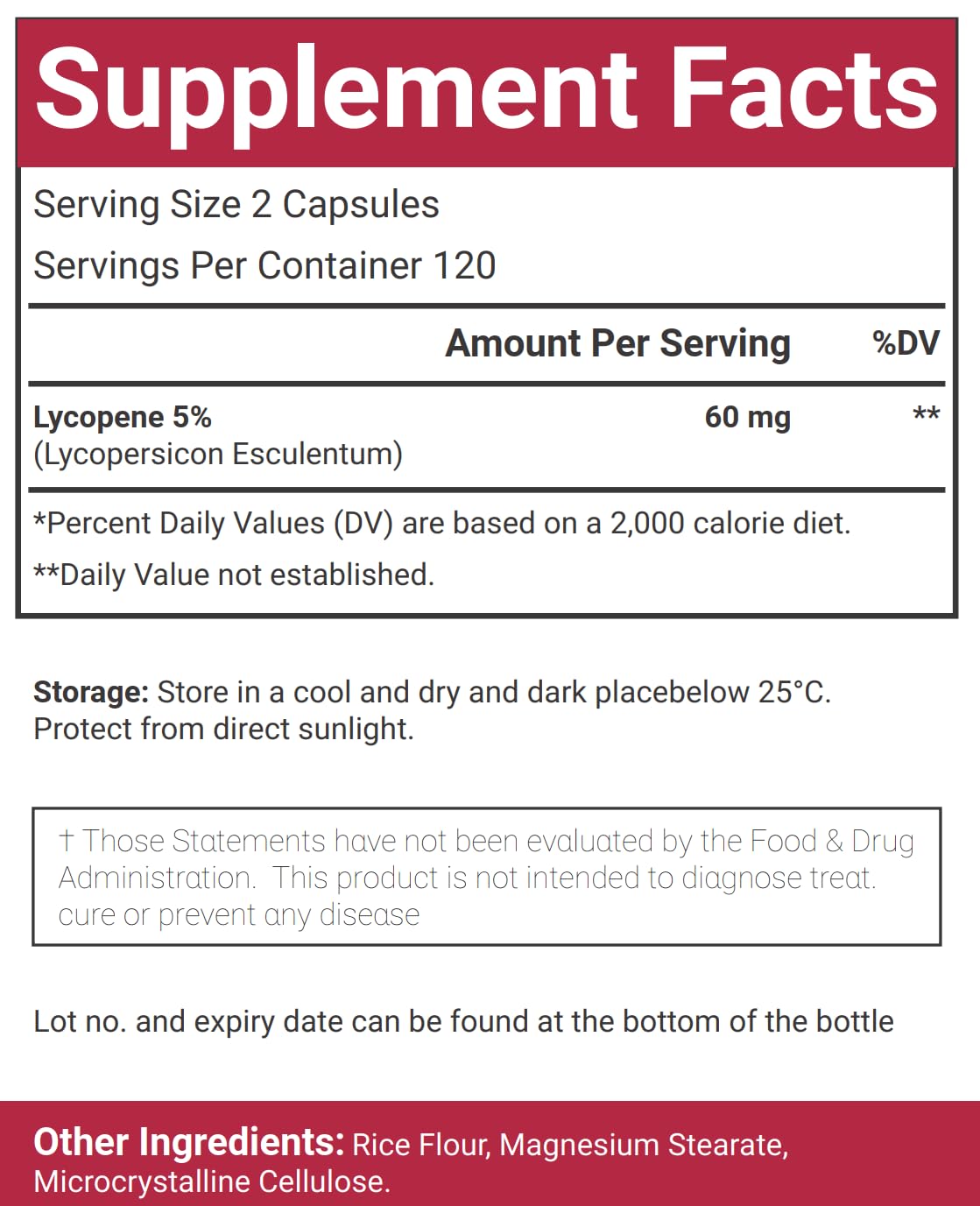 VitaCosmoX Lycopene 120mg Vegan Capsules, 240 Count