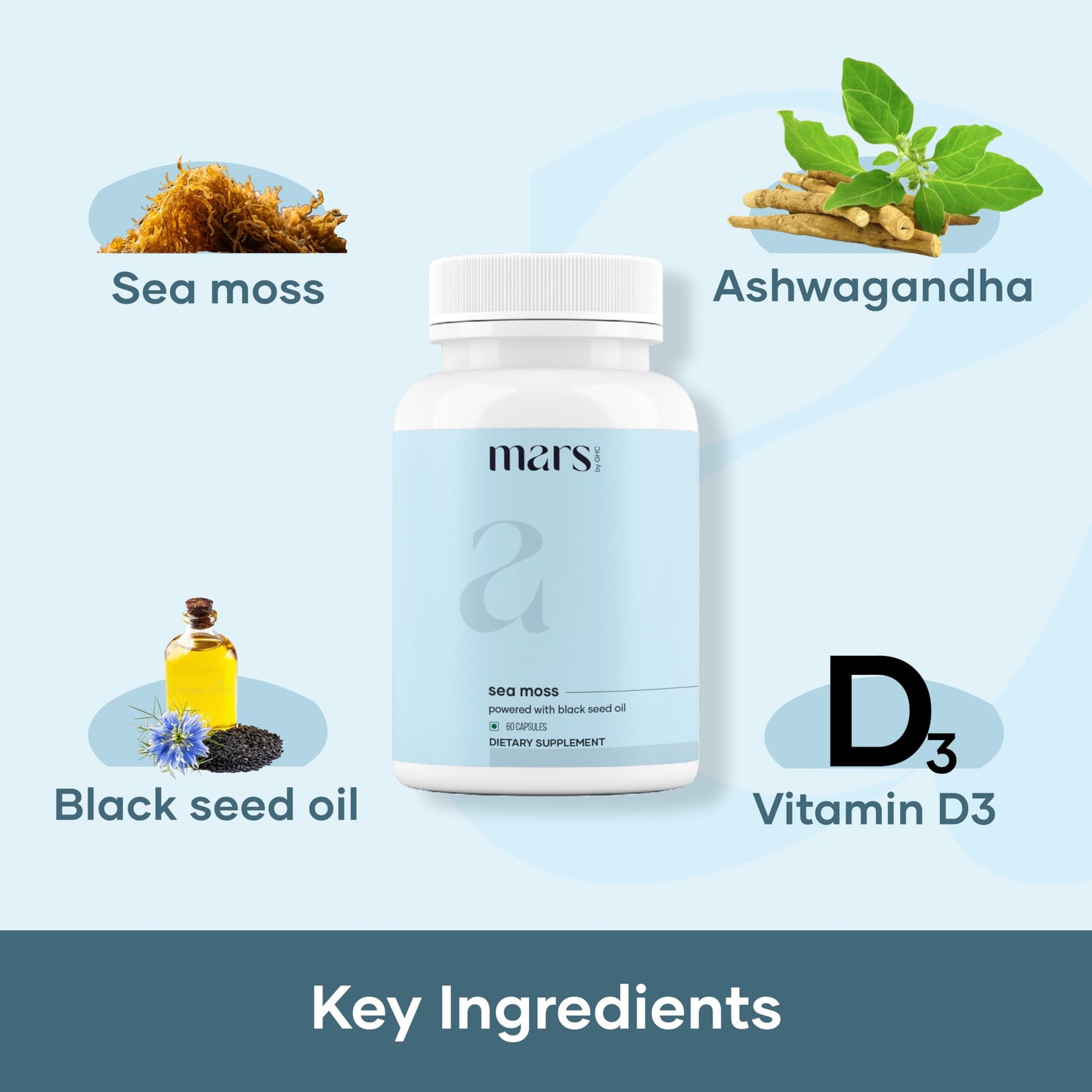 Mars by GHC Vitality Booster Combo Shilajit Resin & Sea Moss Capsules, 2 Capsules