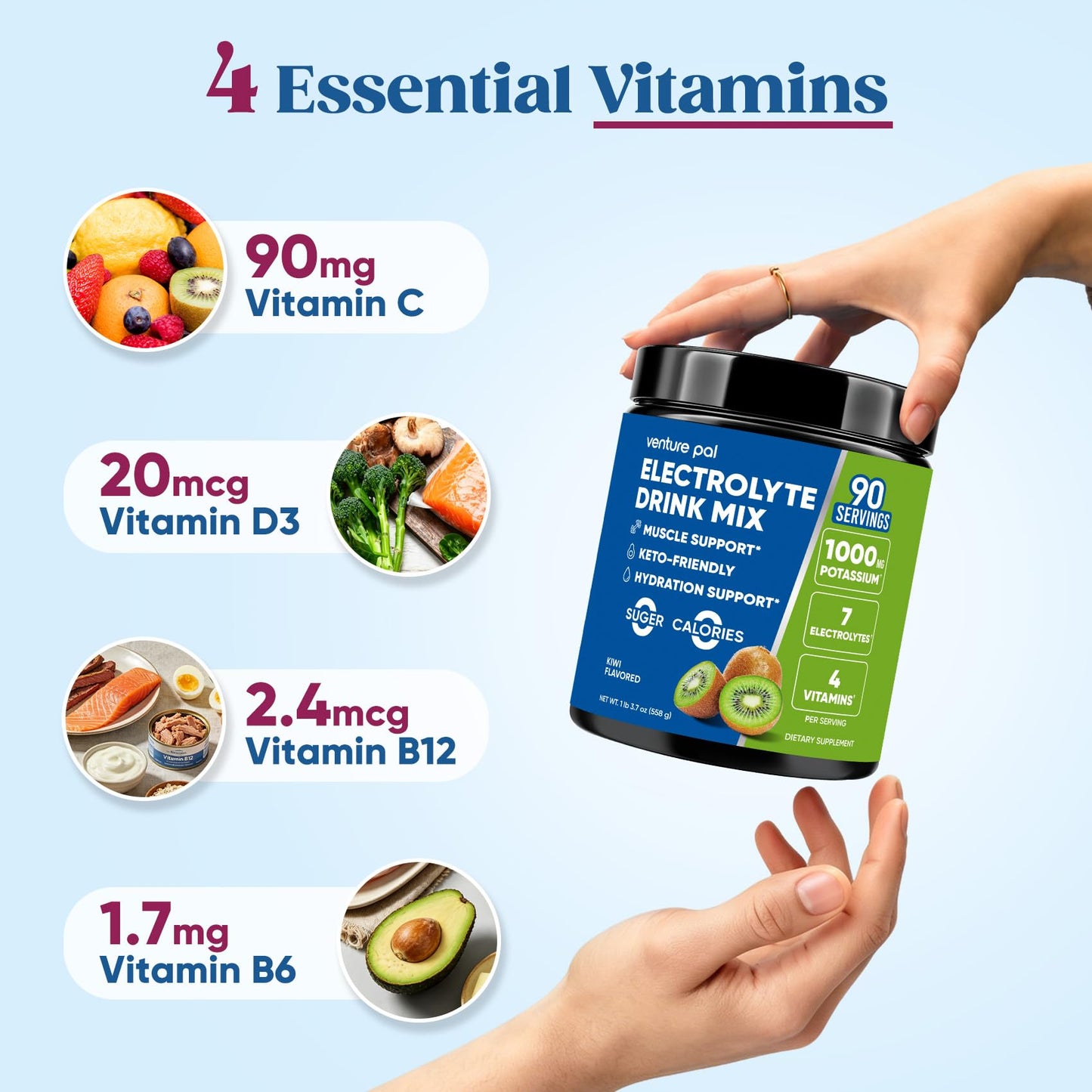 Venture Pal Sugar Free Electrolytes Powder 90 Servings