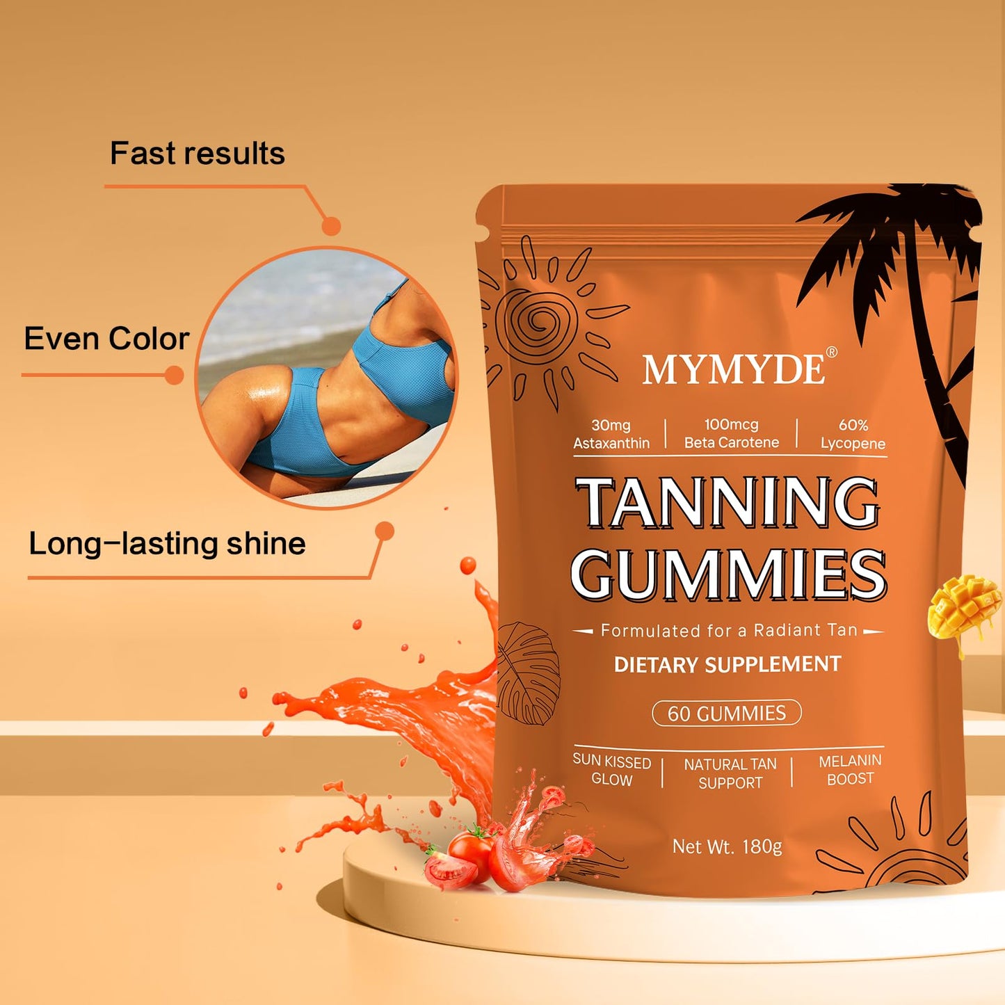MYMYDE New Skin Natural Tanning Gummies Gummy 60 Count