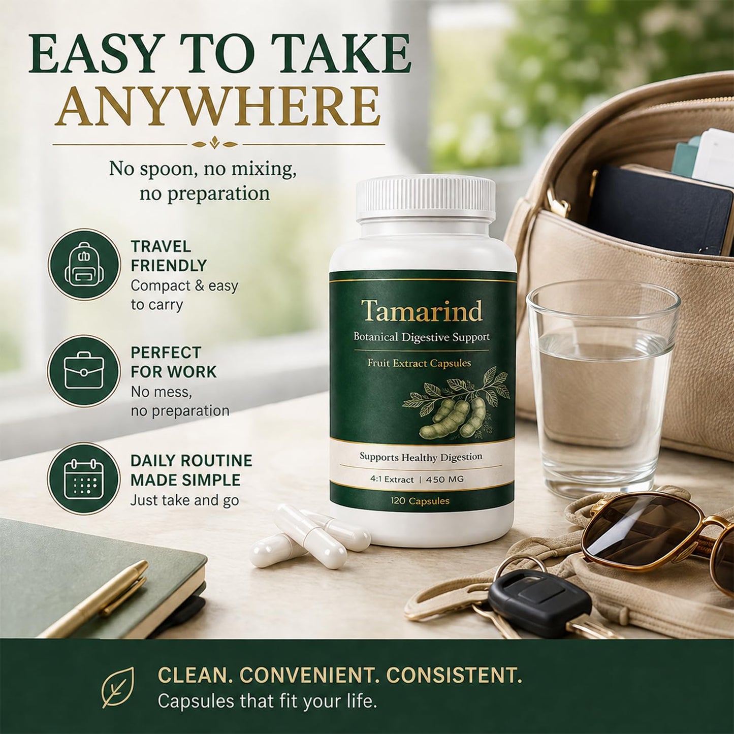 Tufonra Tamarind Seed Extract Supplement Capsules, 120 Count