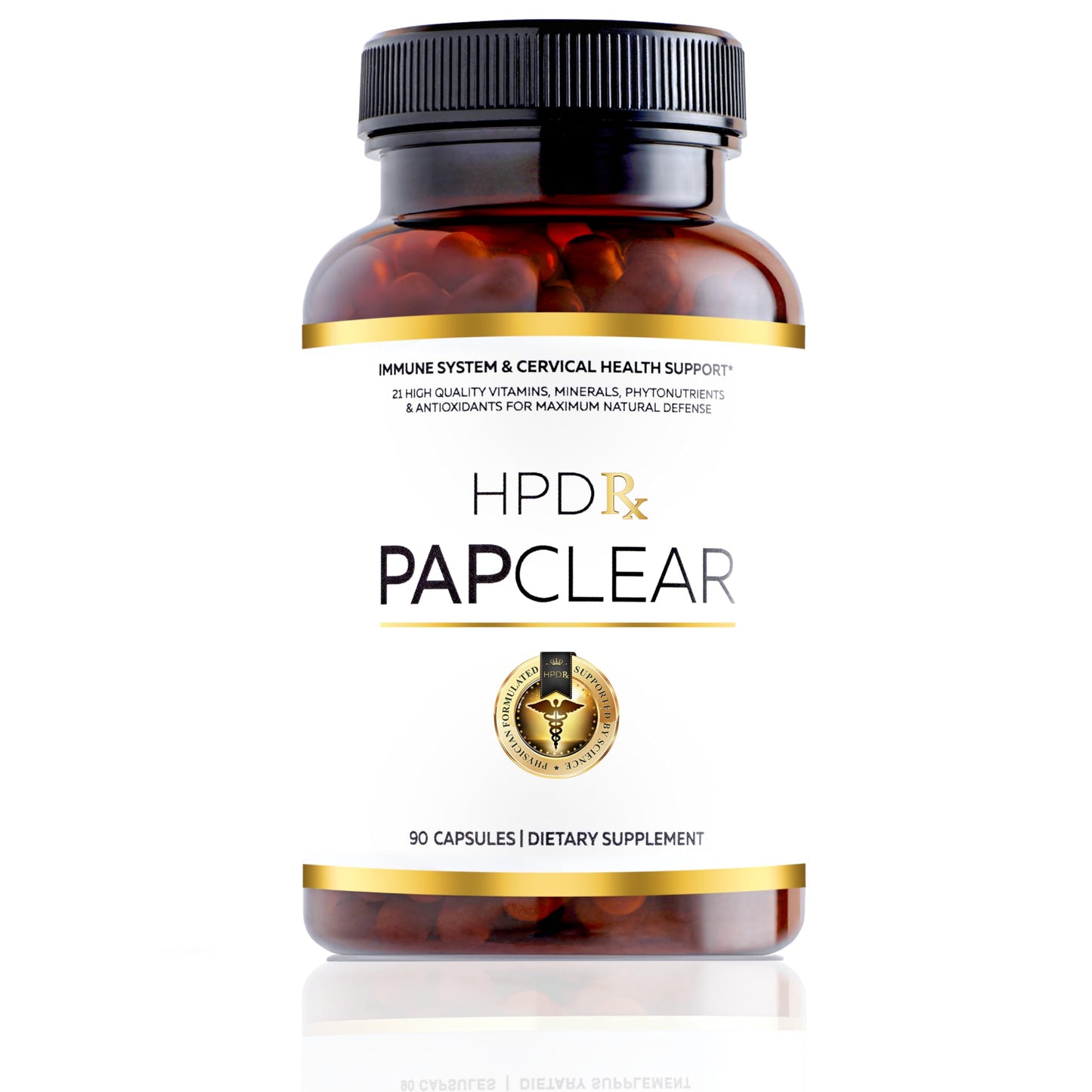 HPD Rx PapClear Physician Formulated All Natural Immune Support Supplement 21 Vitamins & Nutrients with Organic Shiitake Mushroom & Lycopene 90 Capsules