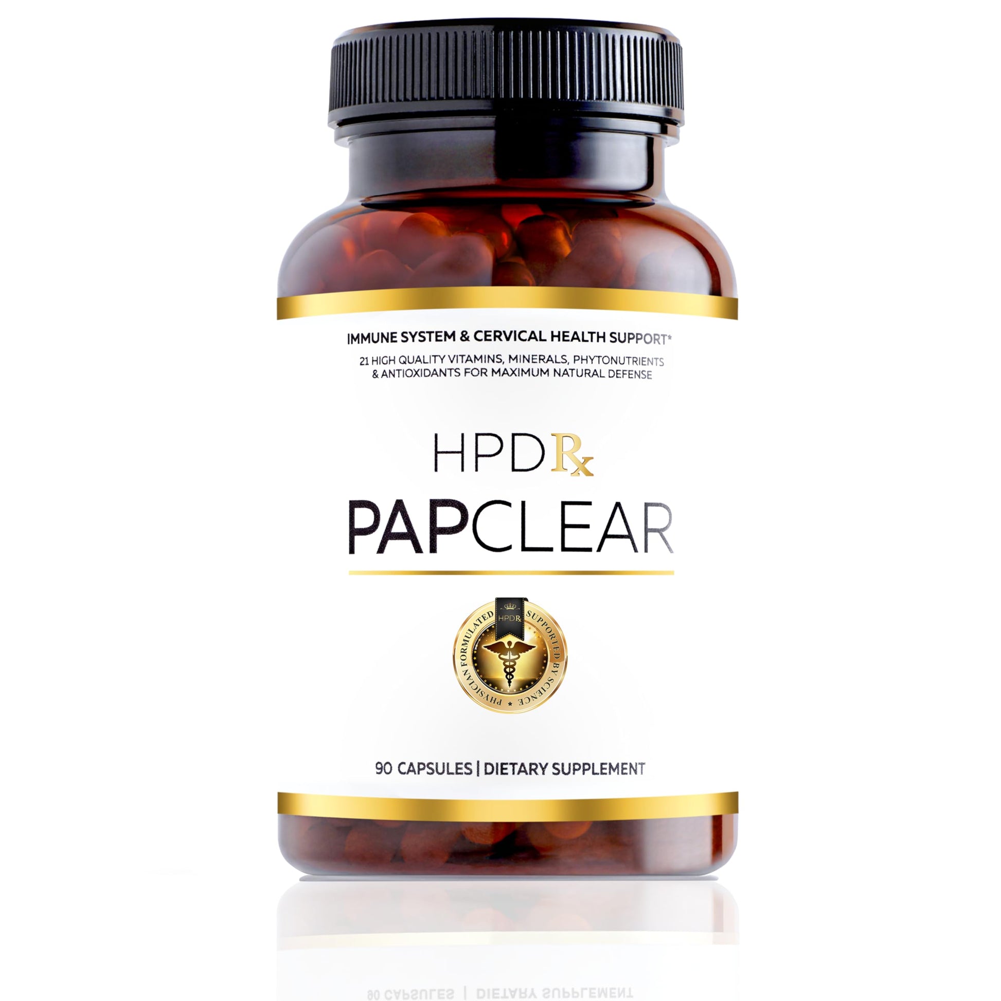 HPD Rx PapClear Physician Formulated All Natural Immune Support Supplement 21 Vitamins & Nutrients with Organic Shiitake Mushroom & Lycopene 90 Capsules