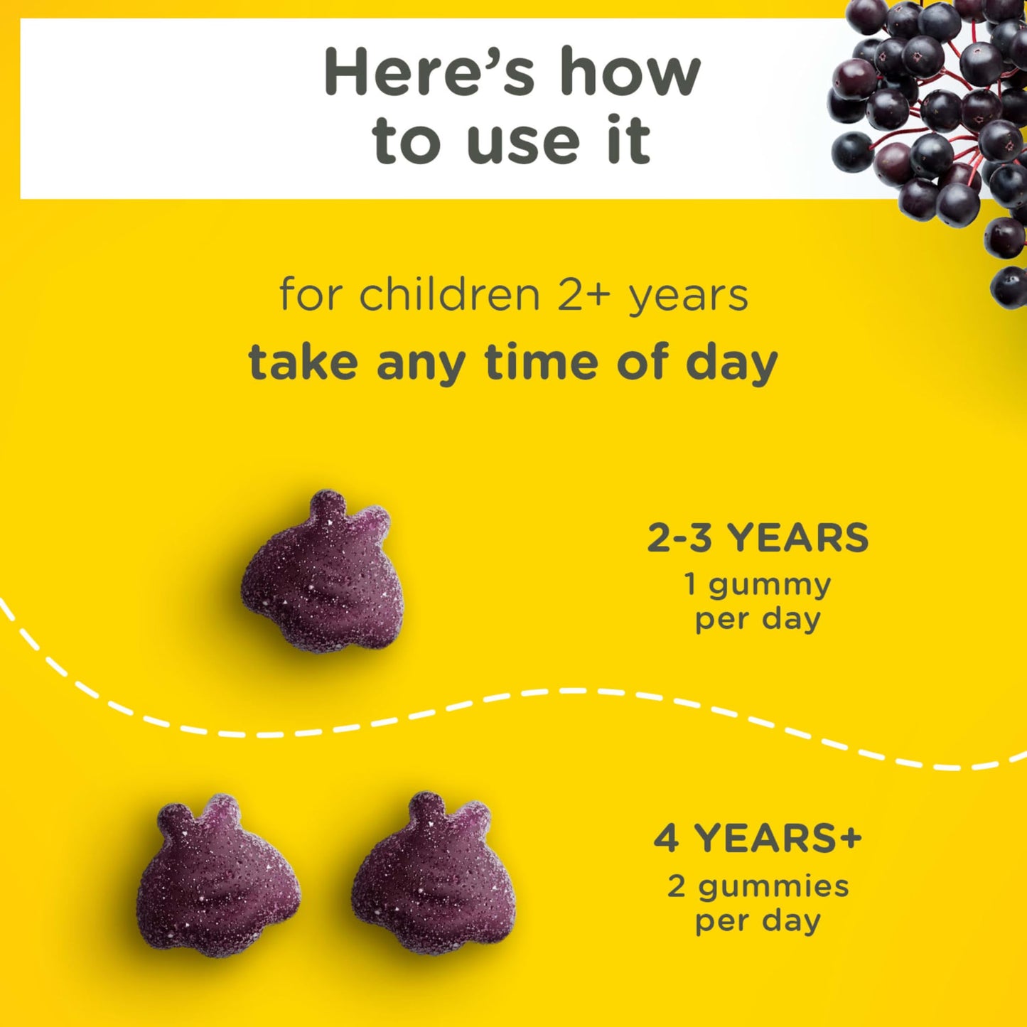 Zarbee's Elderberry Gummies for Kids, Immune Support Supplement with Vitamins A, C, D3, E, & Zinc, 42 Gummies