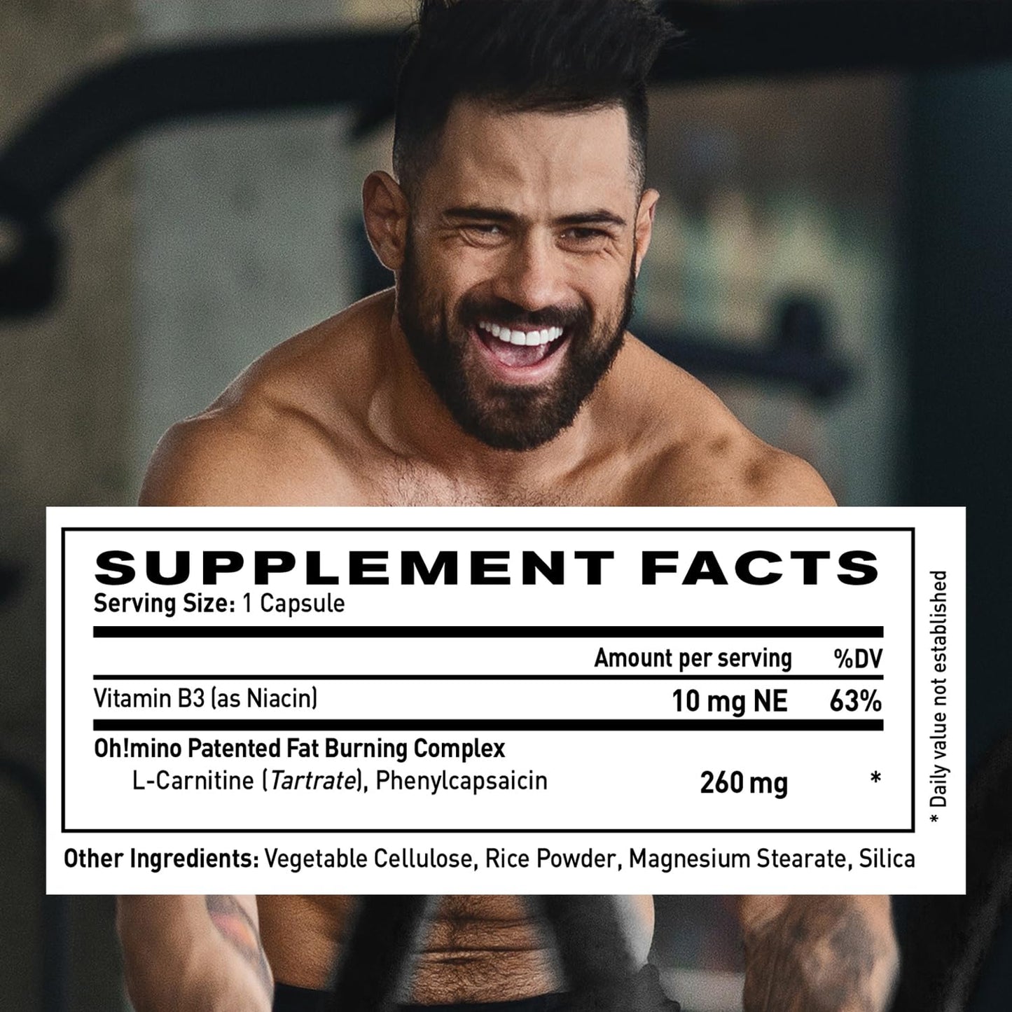 Oh!mino Metabolism Support Supplement for Efficient Fat-to-Energy Conversion with L-Carnitine, Phenylcapsaicin & Vitamin B3 – Vegan, Non-Dairy Capsules, 60 Count