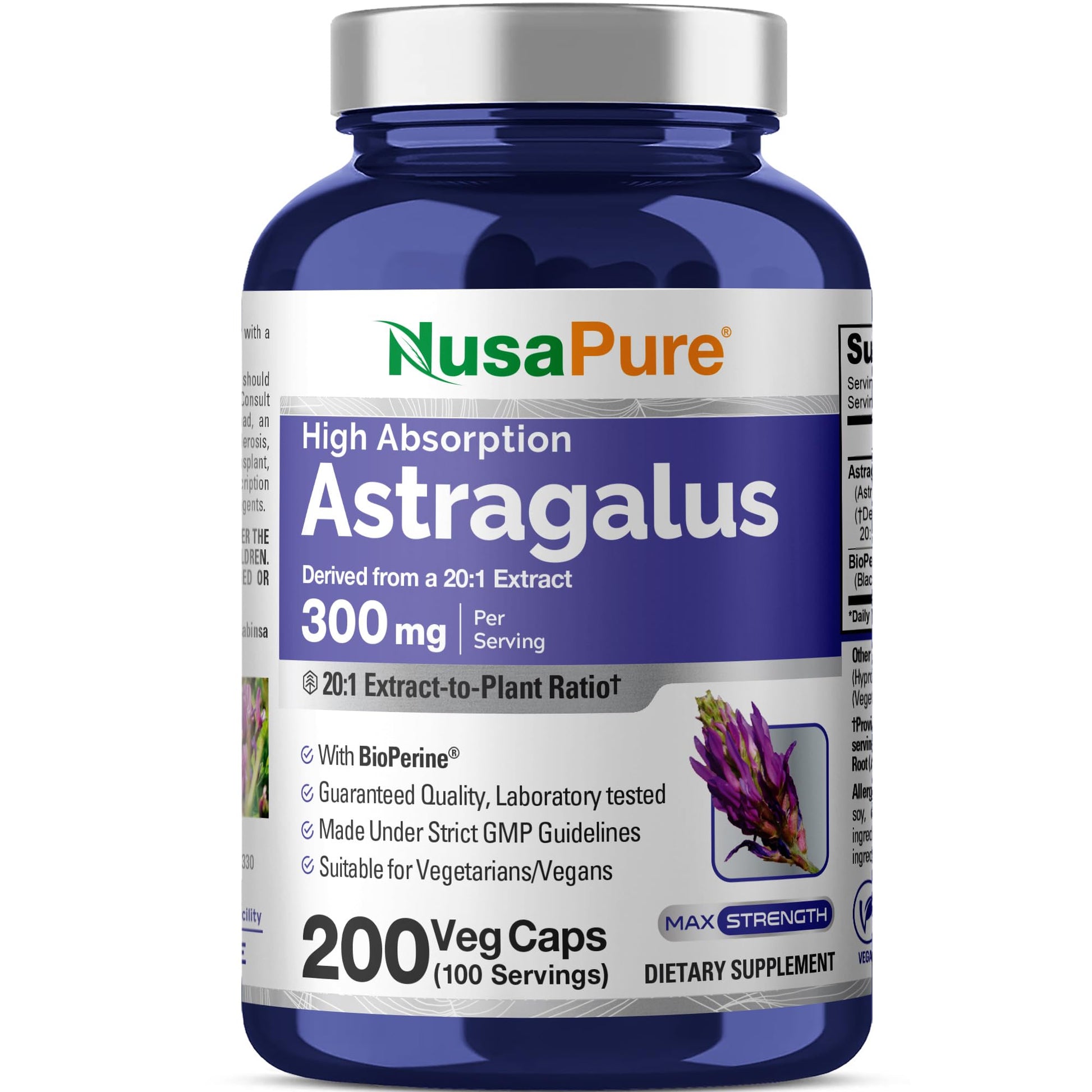NusaPure Astragalus Capsules 200 Count
