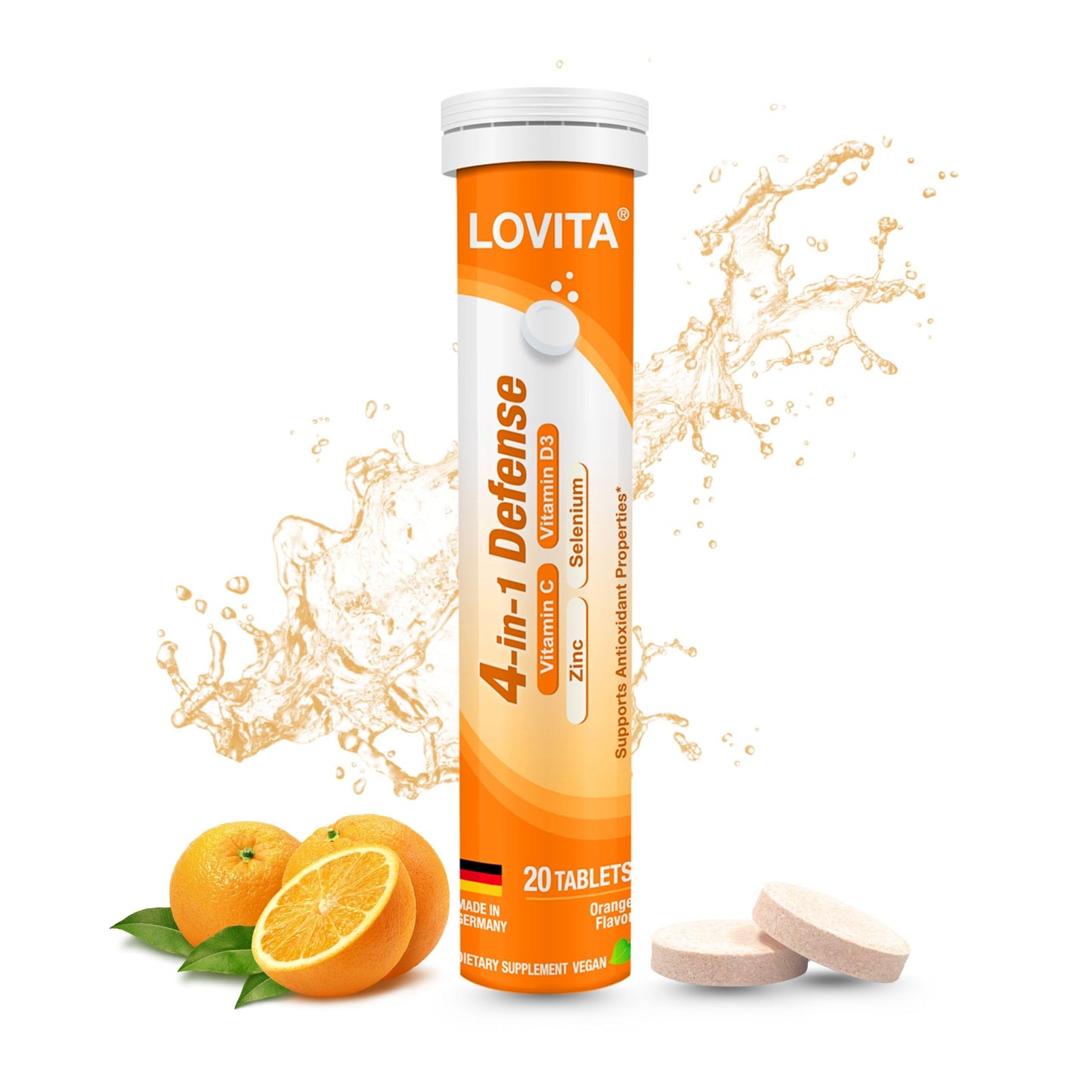 LOVITA 4-in-1 Vitamin C Effervescent Tablets, 20 Tablets