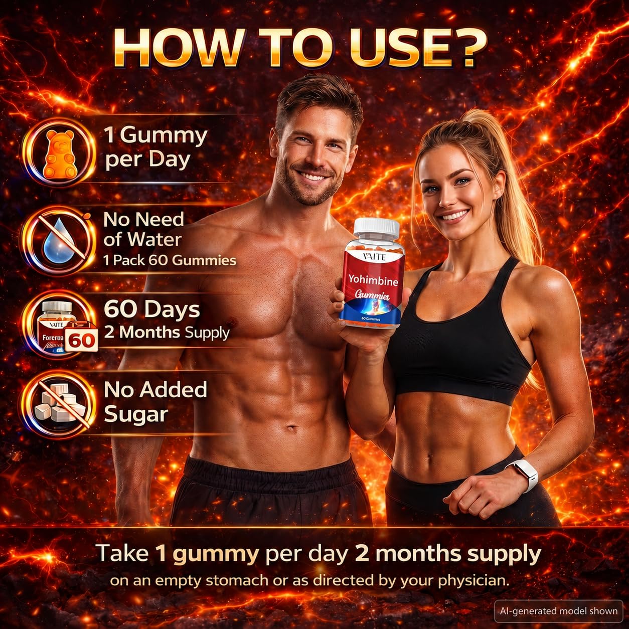 VAITE Yohimbine HCl Gummy 15mg 60 Gummies