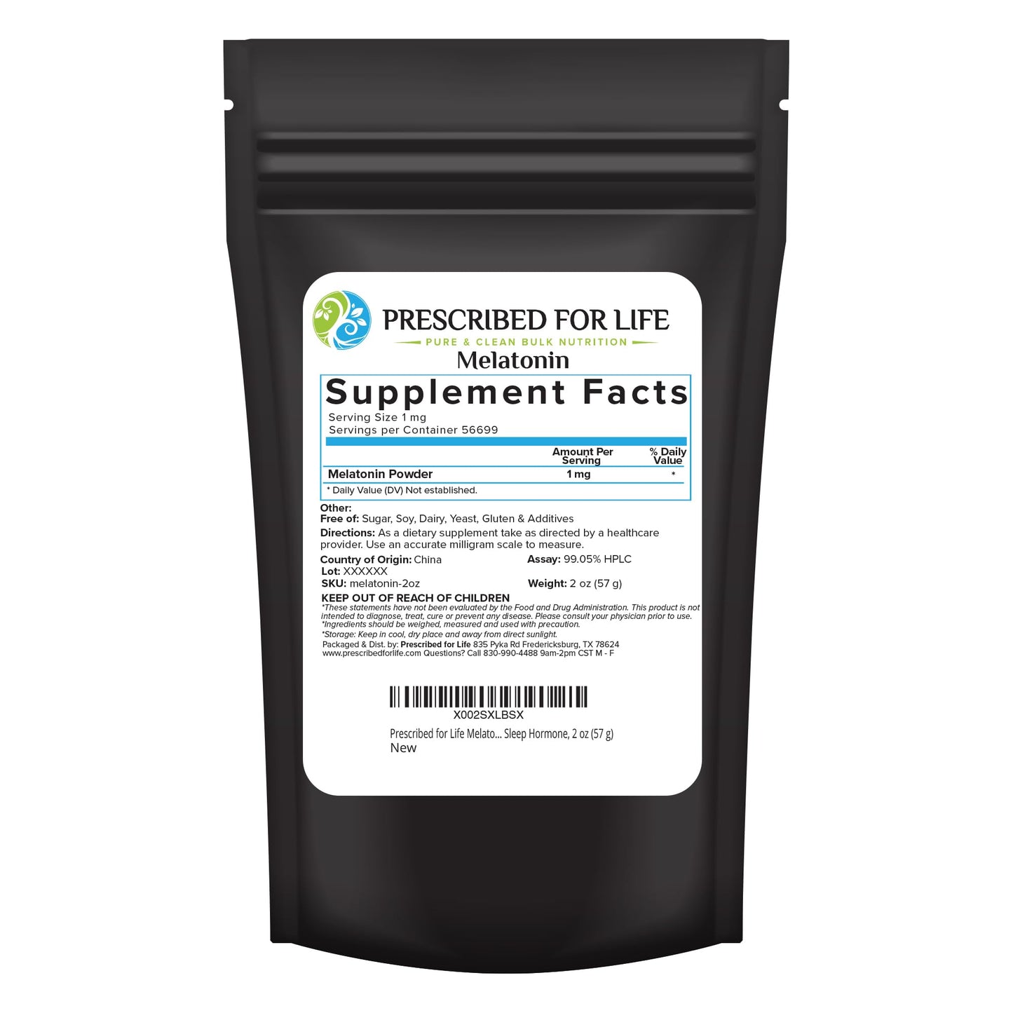 Prescribed For Life Melatonin Powder 2 oz