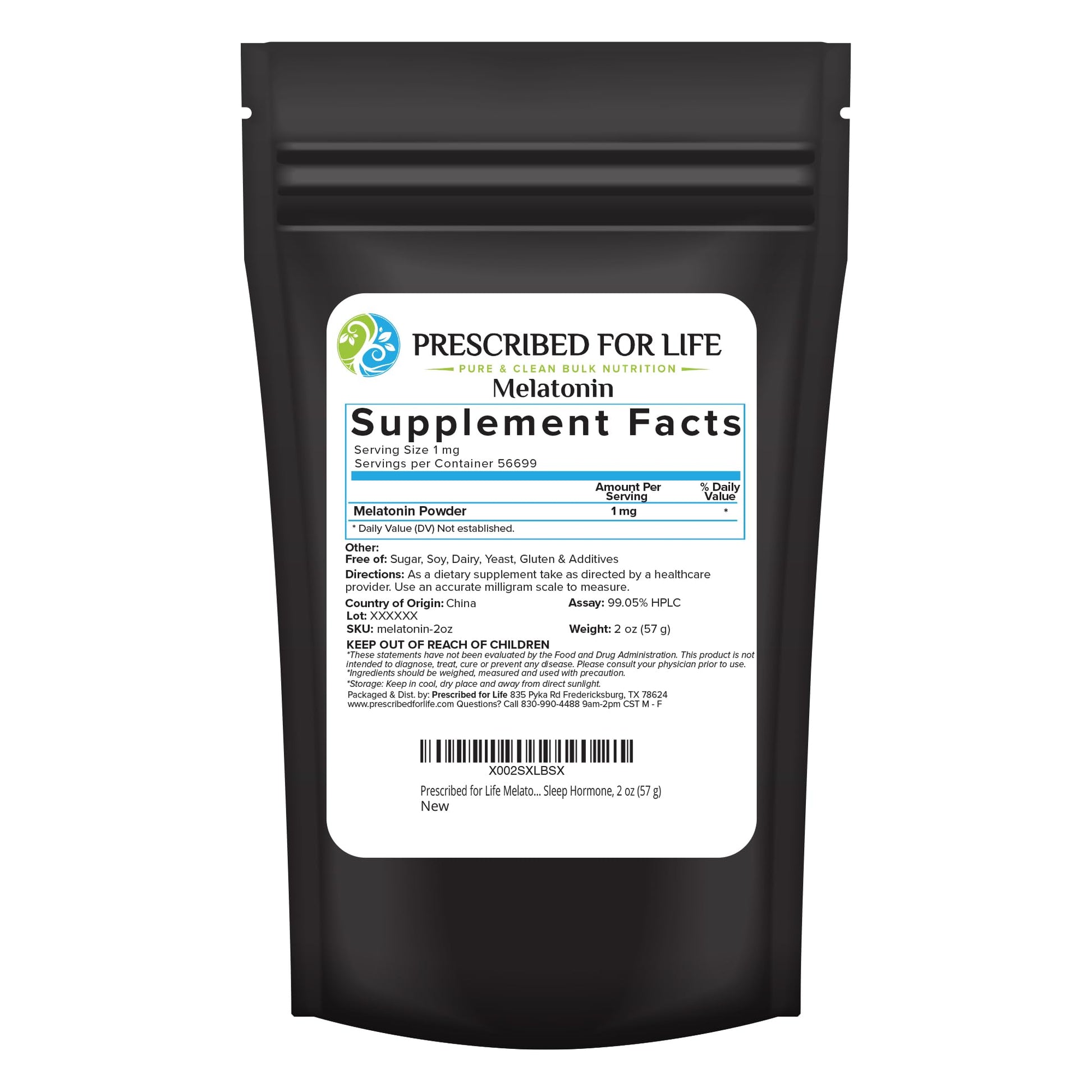 Prescribed For Life Melatonin Powder 2 oz