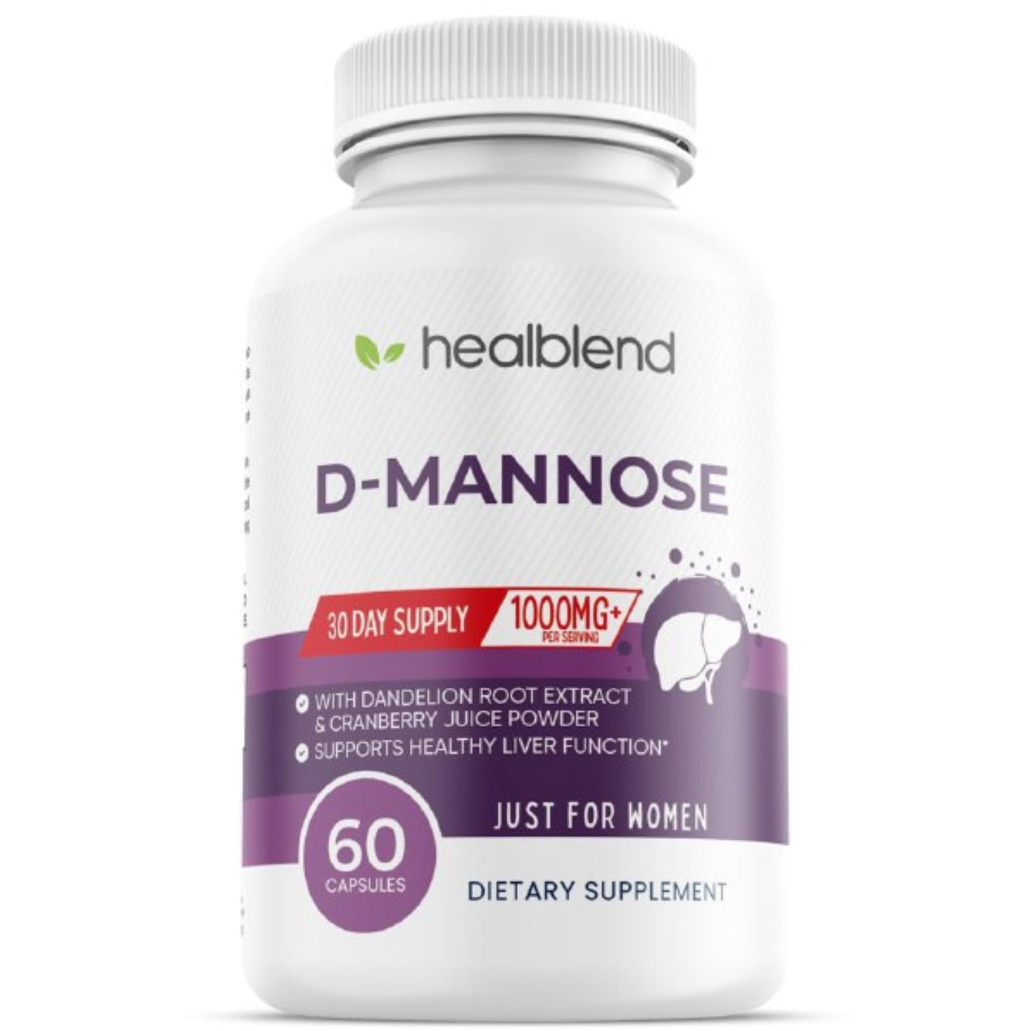 healblend D-Mannose 1000mg Capsules 60 Count