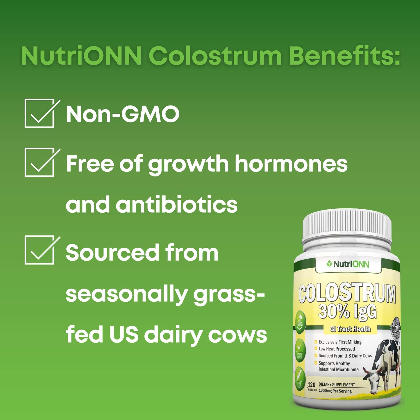 NutriONN Colostrum 1000mg Capsule 120 Count