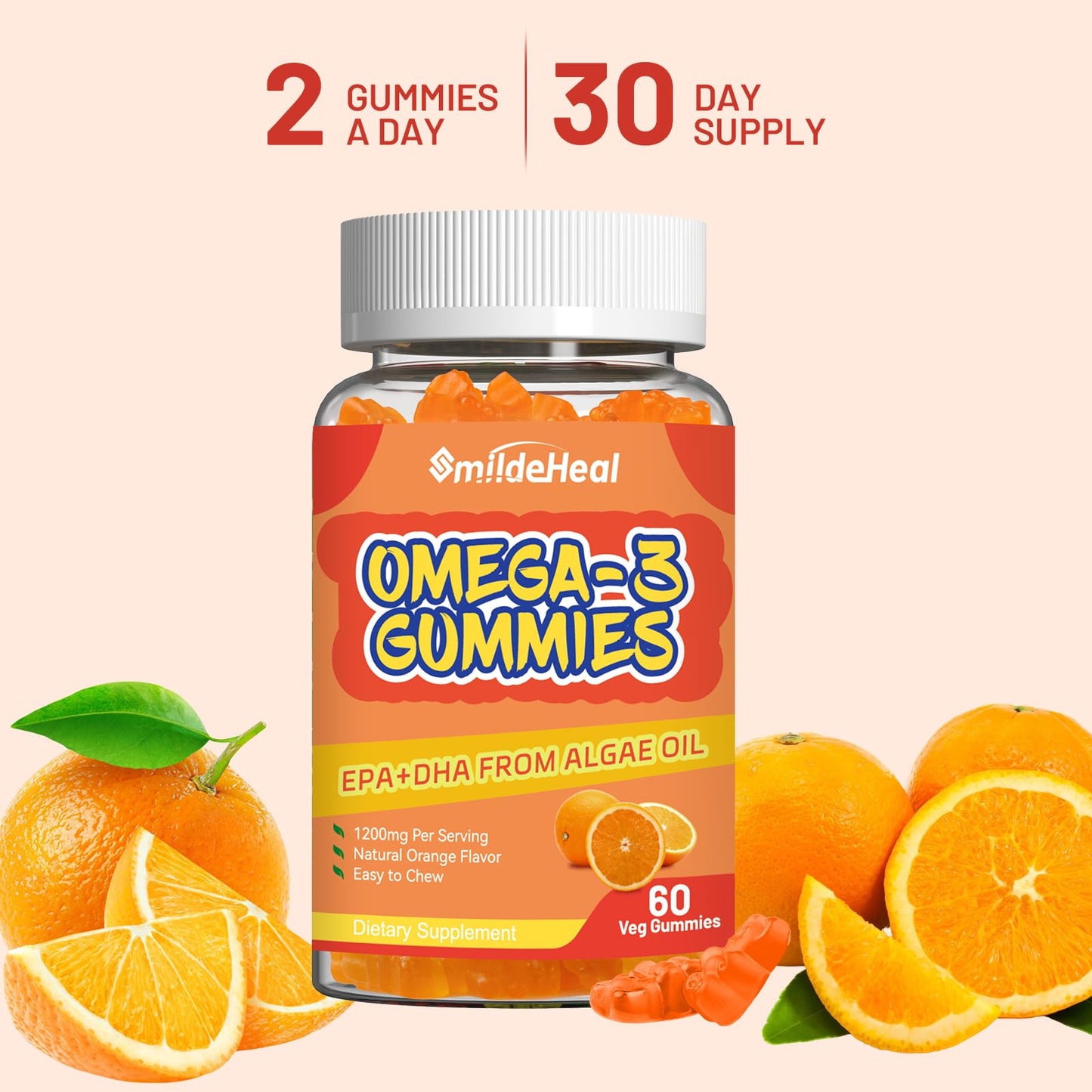 SmildeHeal Omega 3 Fish Oil Gummies 120 Count