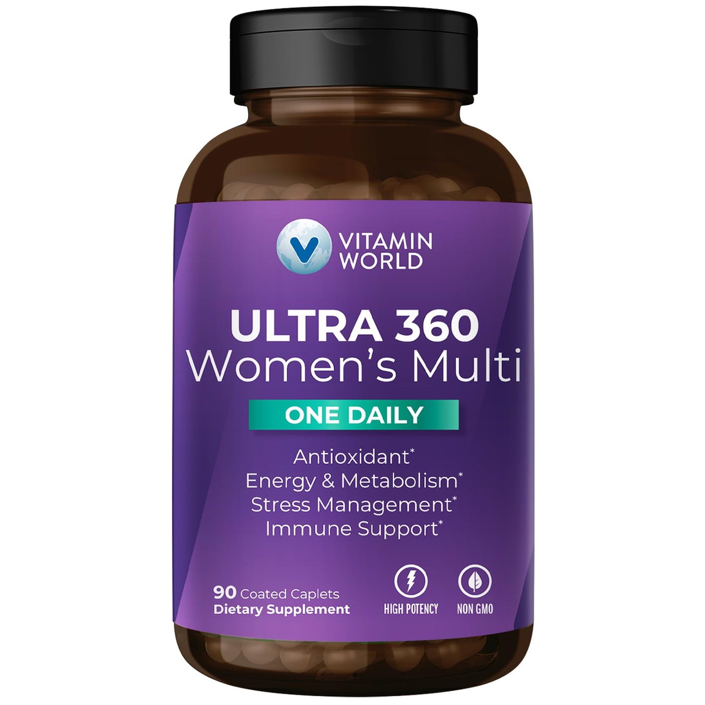 Vitamin World Ultra 360 Multivitamin for Women One Daily, Stress Support Caplets 90