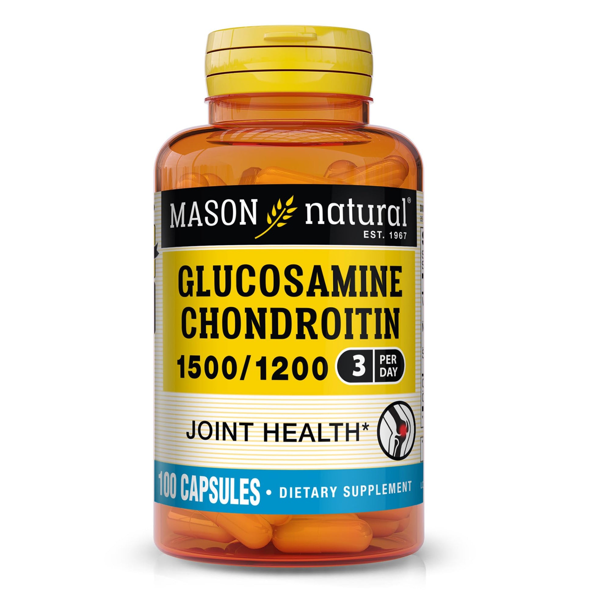 Mason Natural Glucosamine Chondroitin 1500/1200 & Vitamin C Capsules, 100 Count