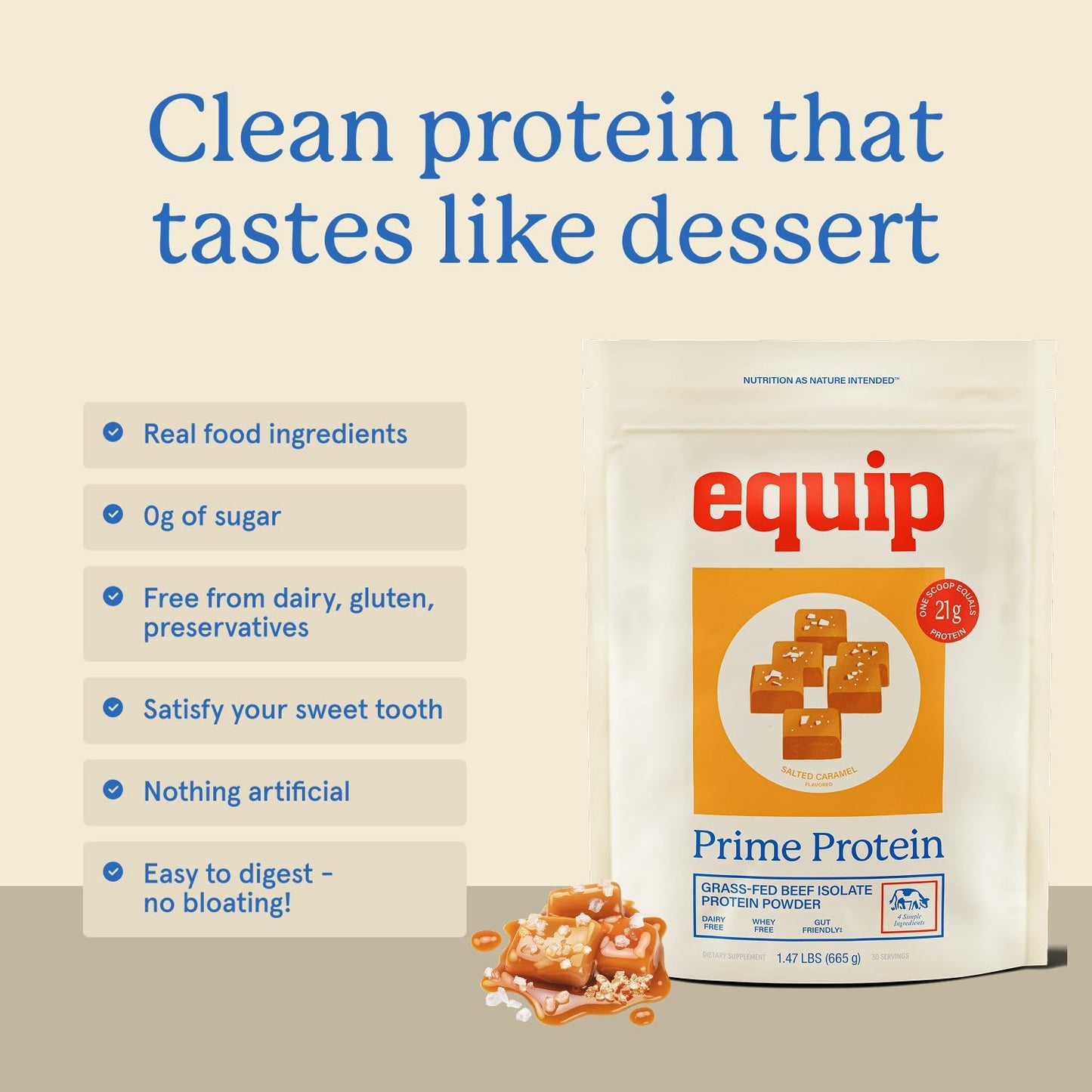 Equip Prime Protein Powder, Beef Protein Isolate, 30 Servings