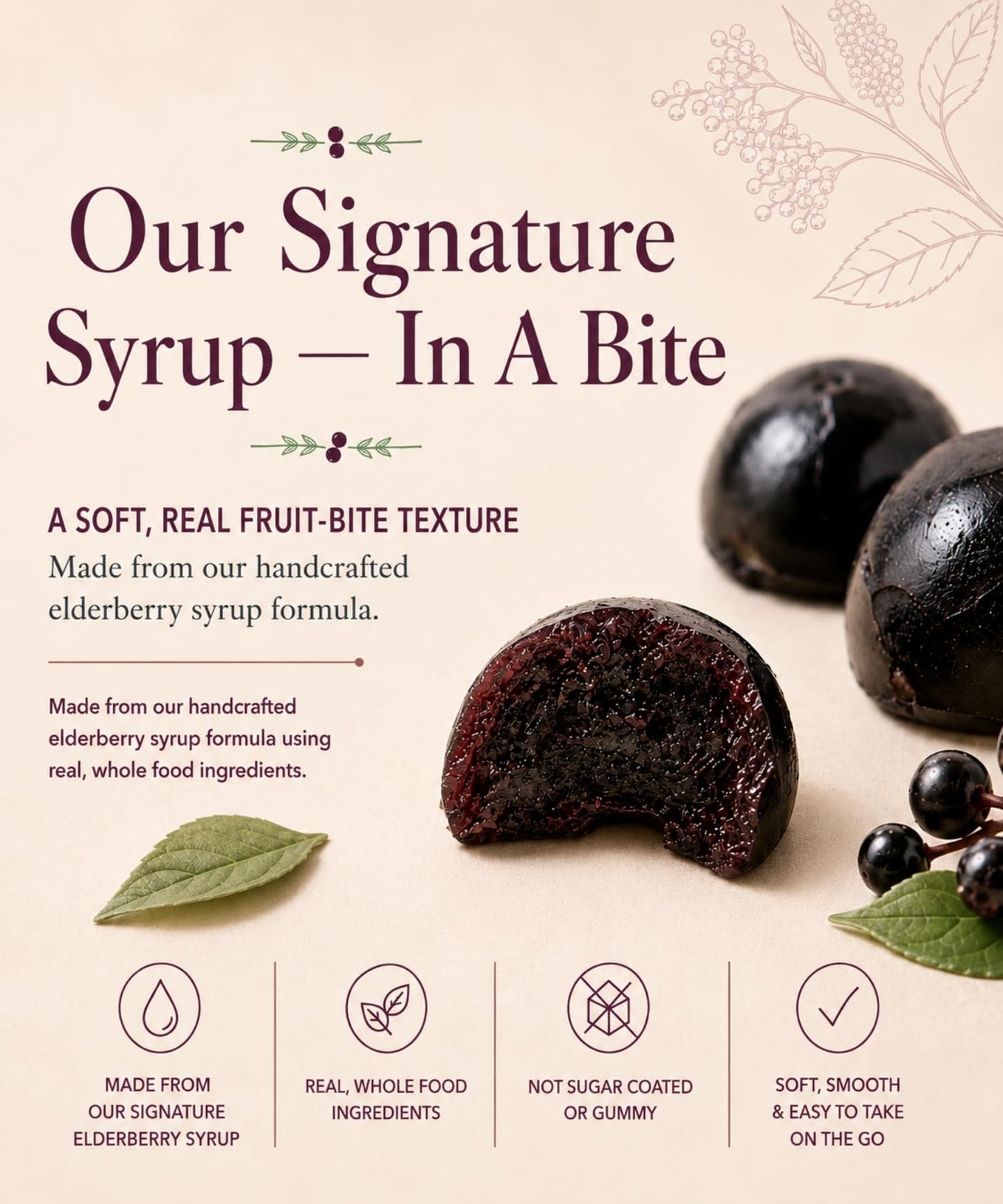 The POWER of Elderberries Elderberry Syrup Bites Gummy Chewable 40 Count