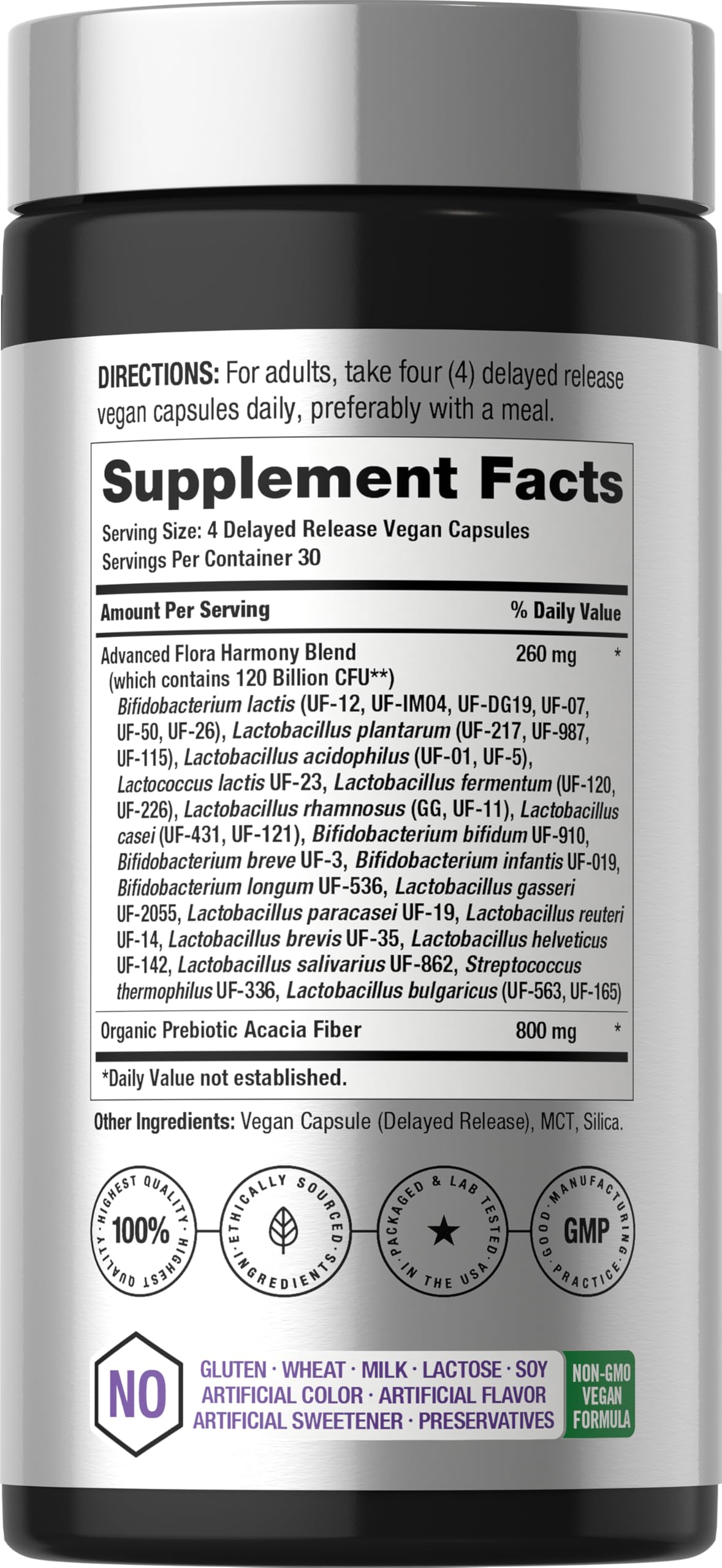 Horbäach Probiotics for Women and Men Capsules 120 Count
