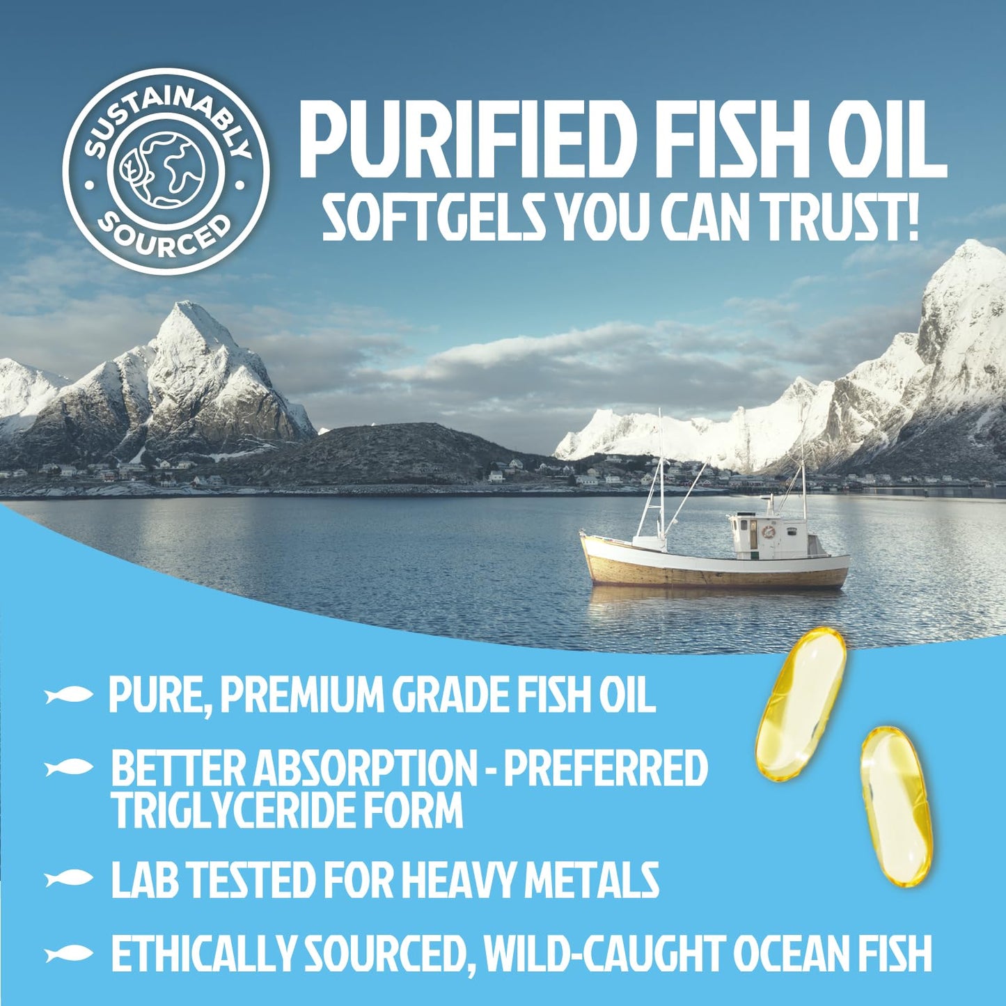 Health Nutrition Naturals Omega-3 Fish Oil Supplements Softgels 120