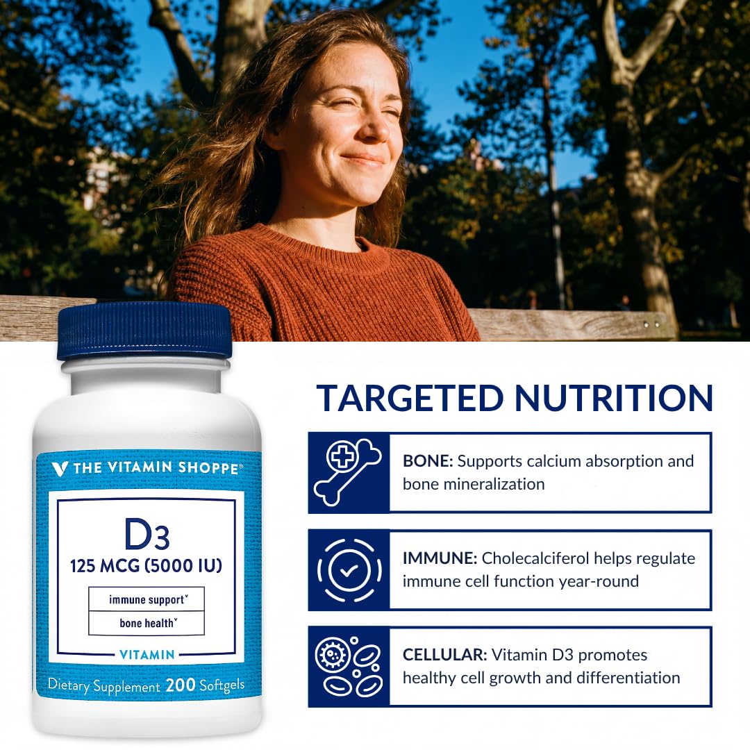 The Vitamin Shoppe Vitamin D3 5000 IU Supplement Softgels 200