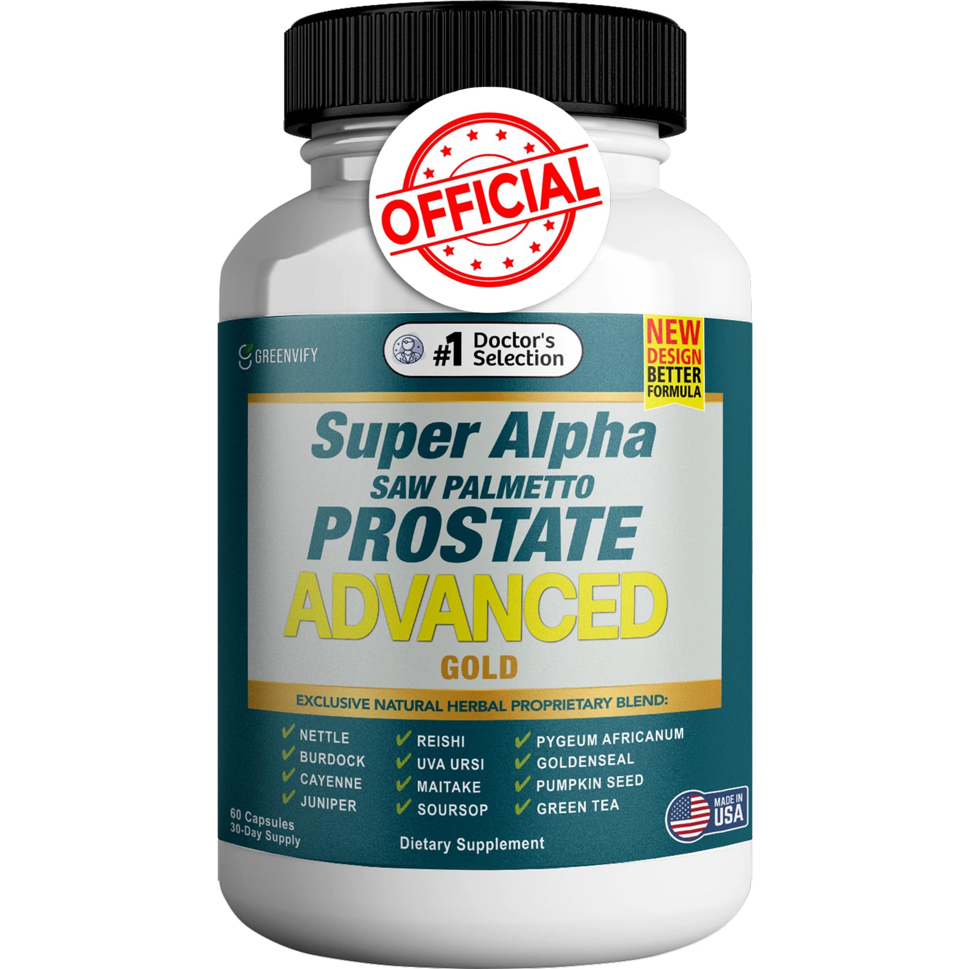 GREENVIFY Super Alpha Saw Palmetto Prostate Support, Natural Urinary Tract Health Formula, 60 Capsules