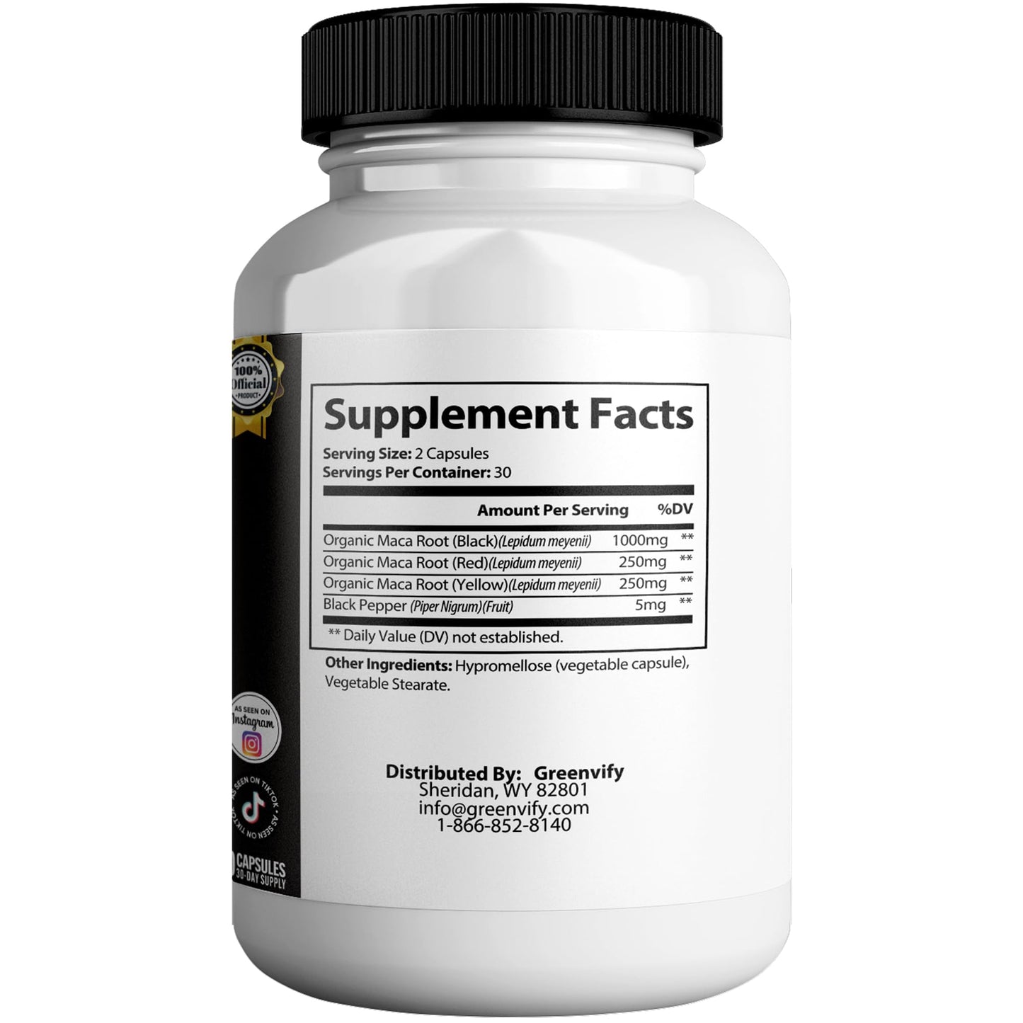 GREENVIFY Iron Boost Pro Max Extra Strength Dietary Supplement Organic Maca Root Blend Capsules, 60 Count