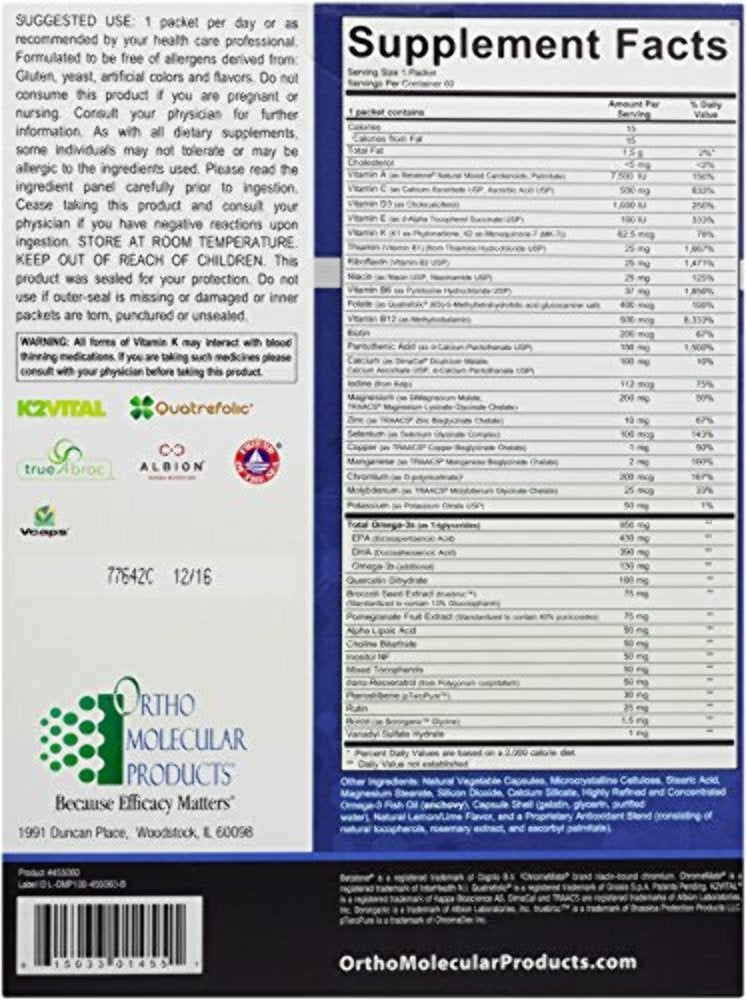 Ortho Molecular Products Alpha Base Premier Packs 60 Capsules