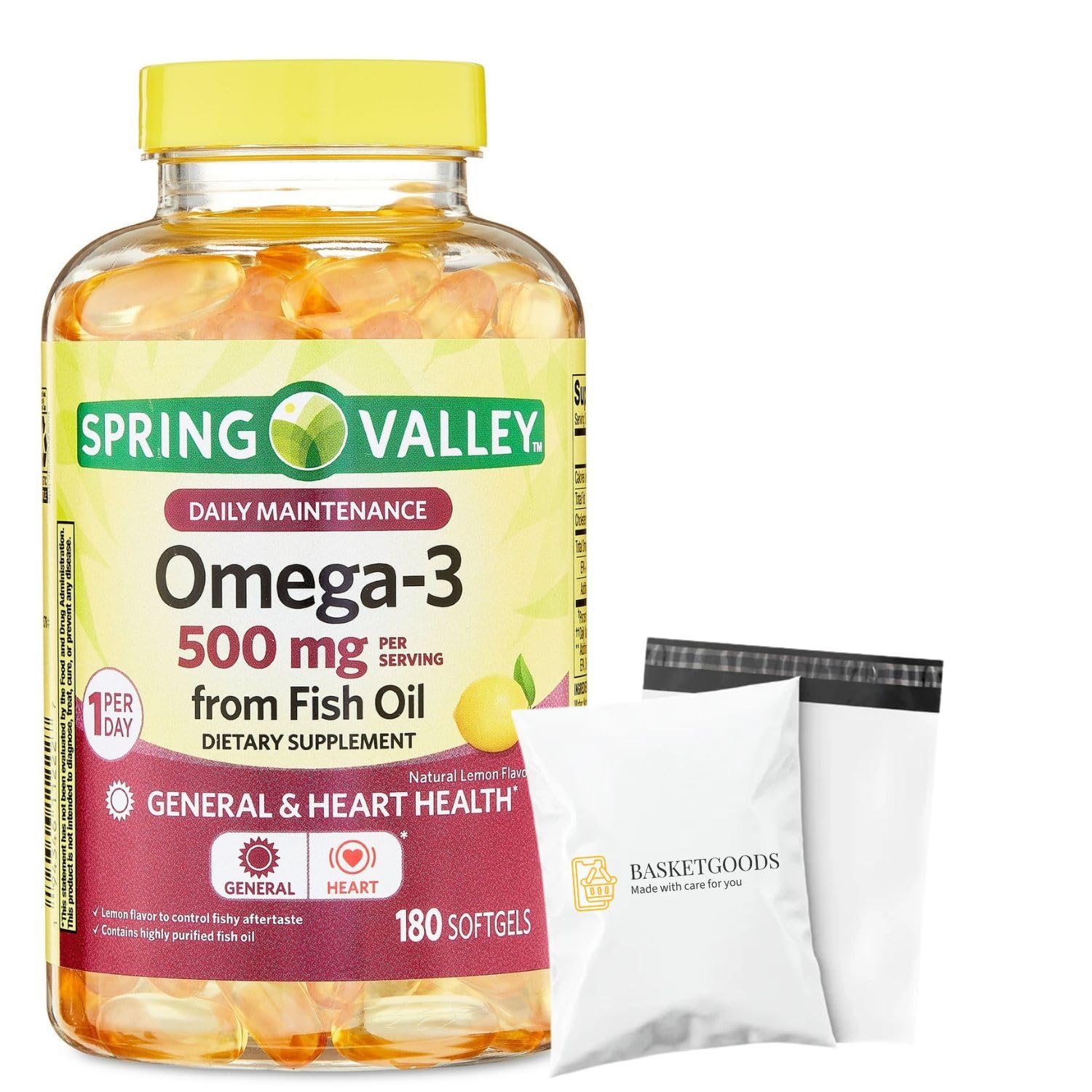 BASKETGOODS Omega-3 500 mg Softgels 180 Count