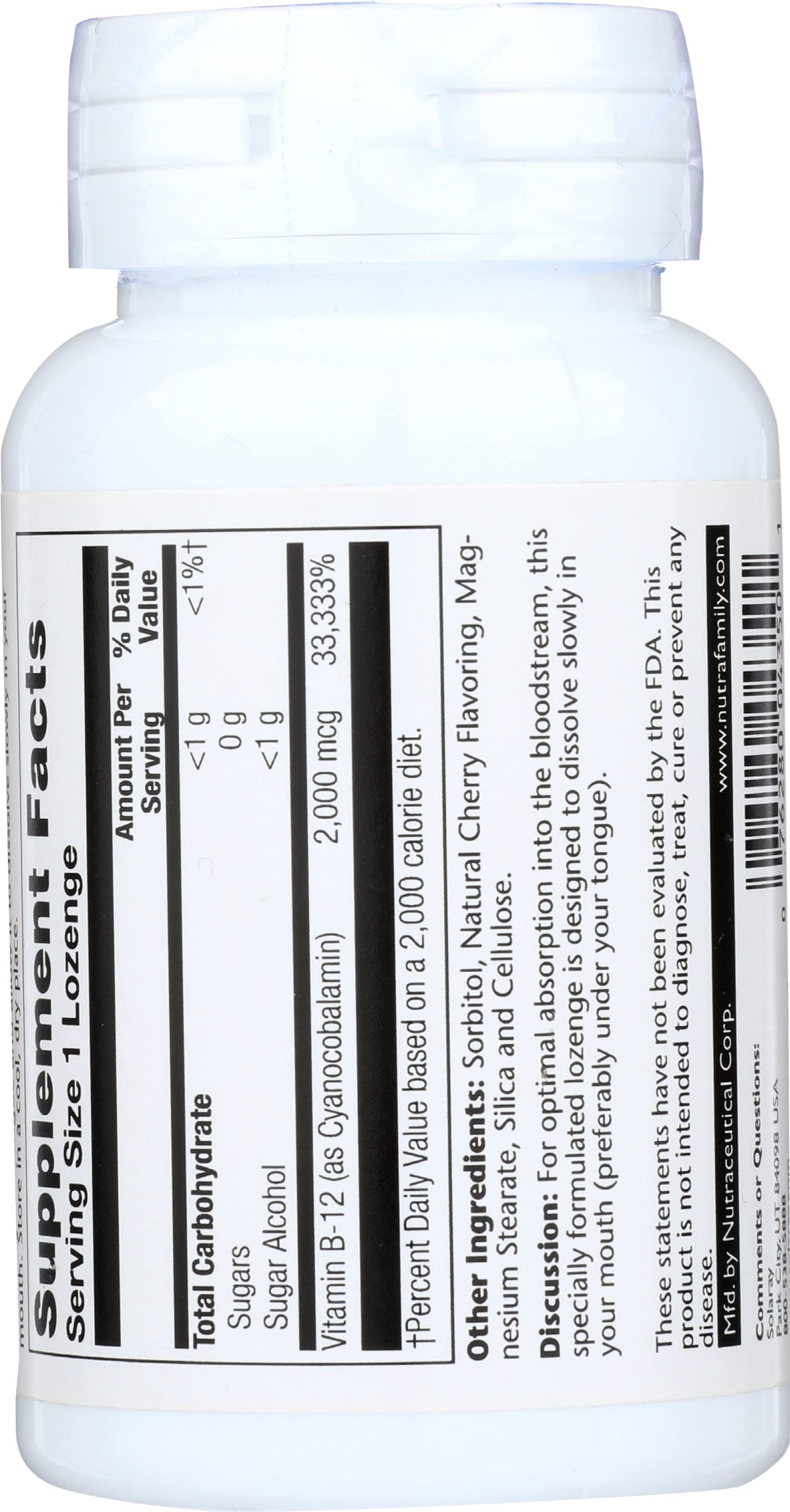 Solaray Vitamin B12 2000mcg Lozenge, 90 Count