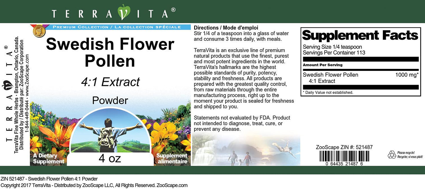 Terravita Swedish Flower Pollen 4:1 Powder, 12 oz