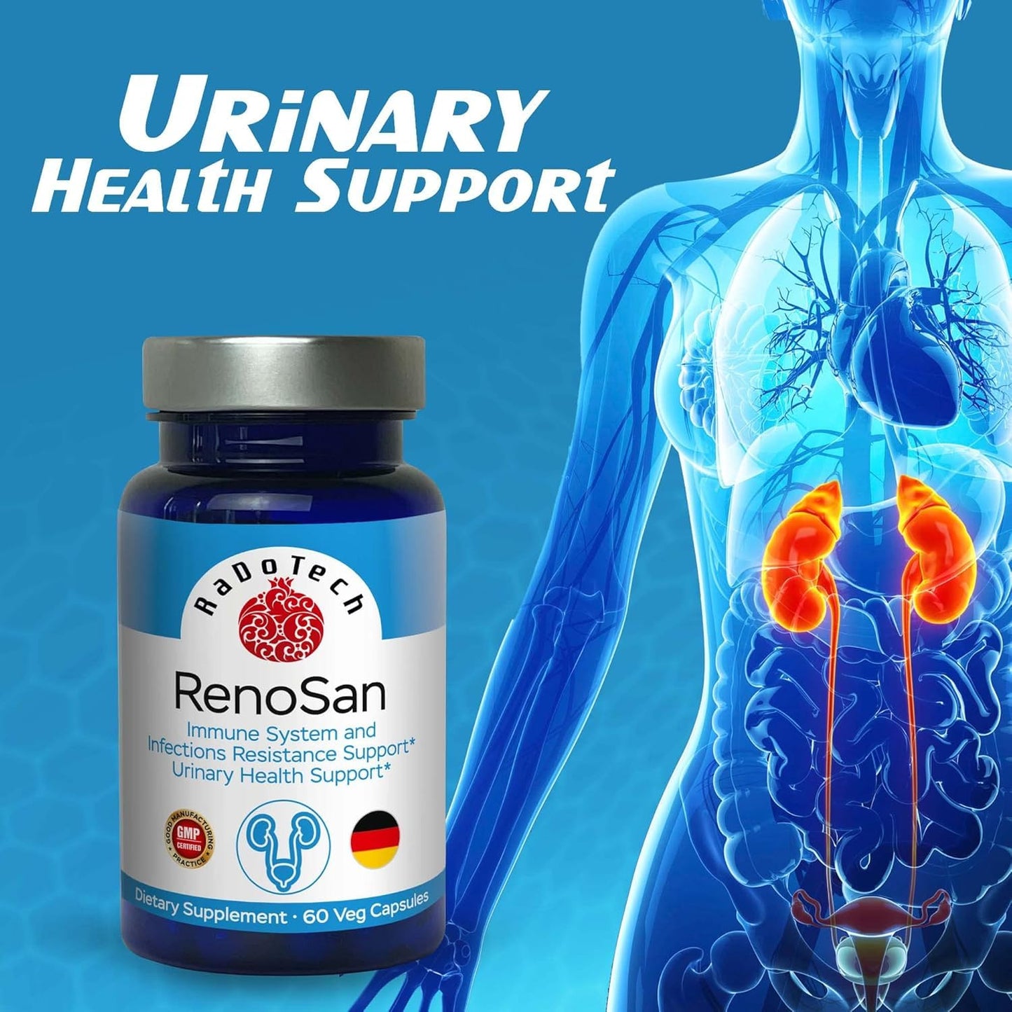 RaDoTech RenoSan Urinary Tract Health Supplements Capsules, 180 Count