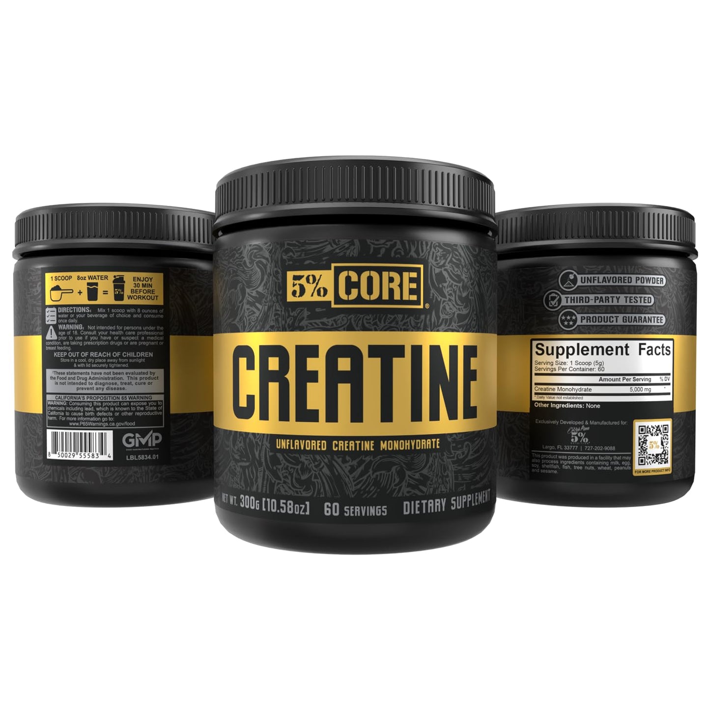 5% Nutrition Core Creatine Micronized Creatine Monohydrate Powder 10.58 Ounce