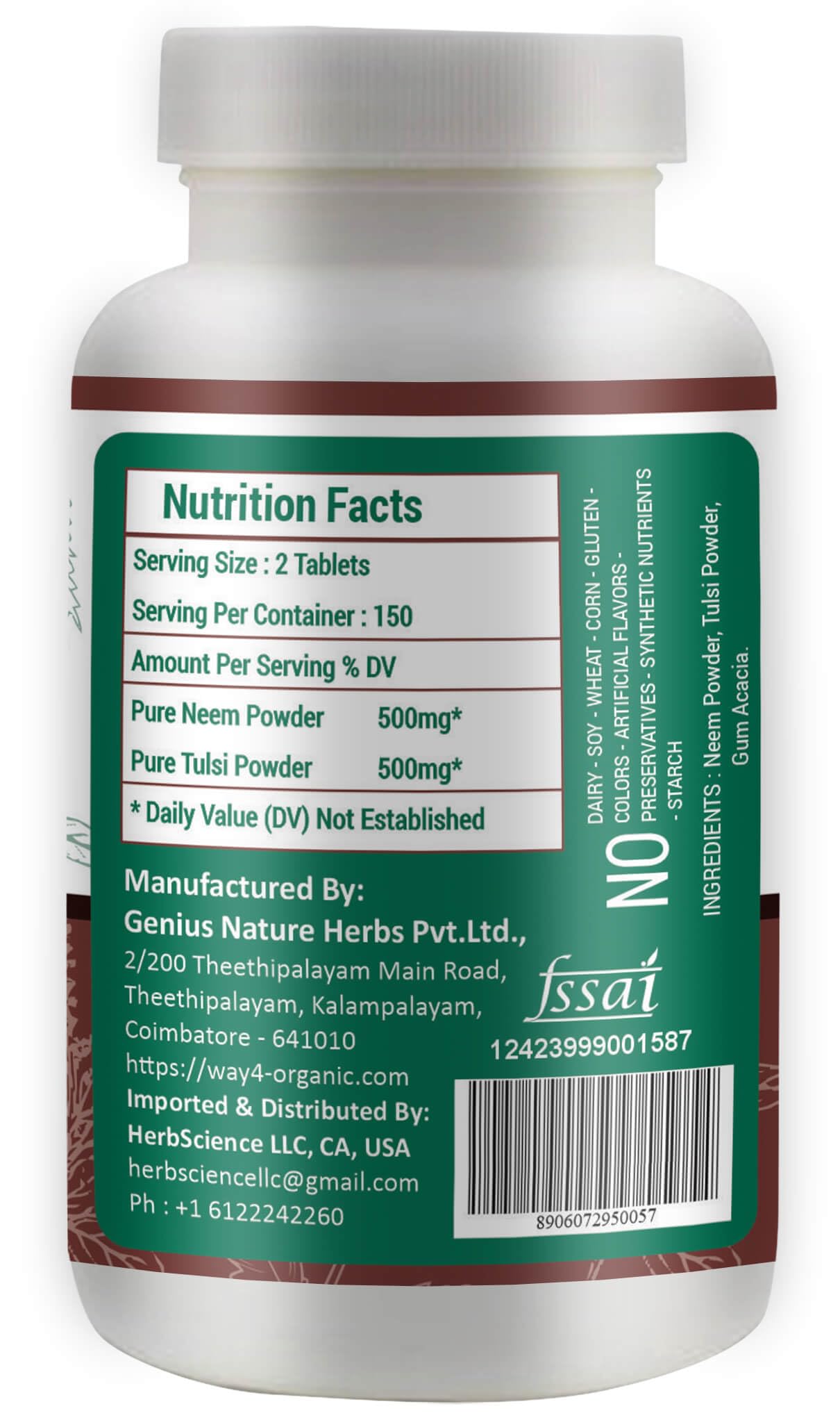 WAY 4 ORGANIC W4O Neem Tulsi Tablets, 1 Tablet