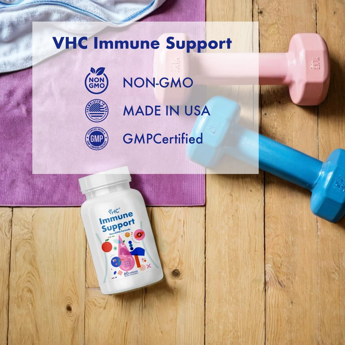 VHC Supplement with Vitamin C, Vitamin E, Selenium, Quercetin, Beta-Glucans, Graviola Leaf, Raspberry Fruit, Green Tea Leaf, Turmeric Rhizome, Grape Seed 90 Capsules