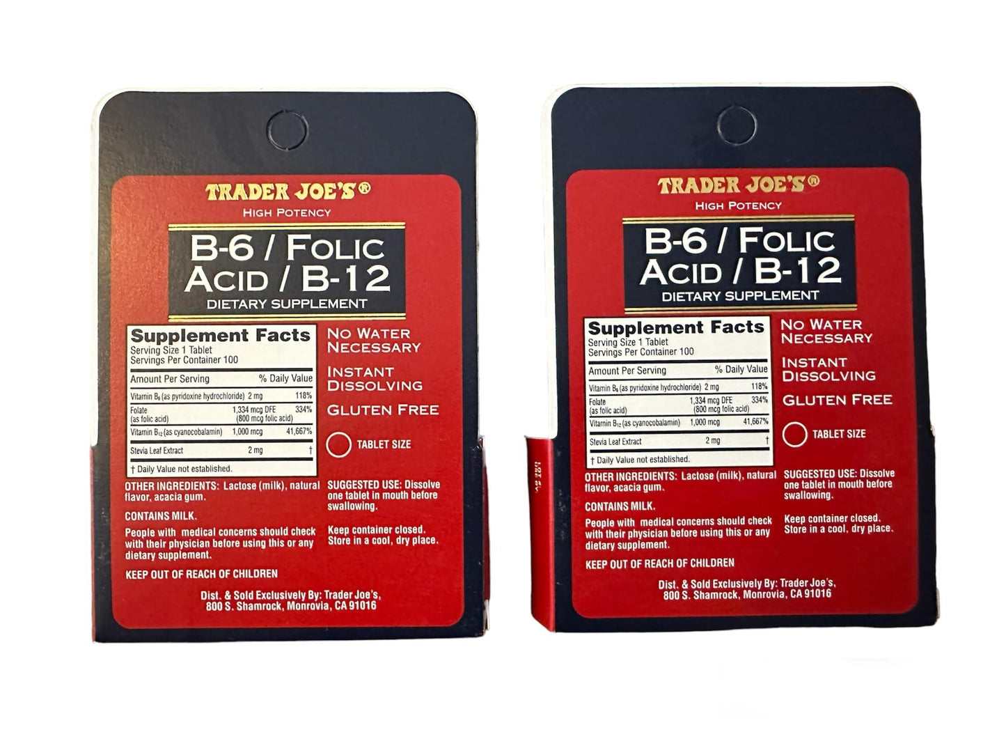 Trader Joe's B-6 / Folic Acid / B-12 Dietary Supplement, 200 Tablets