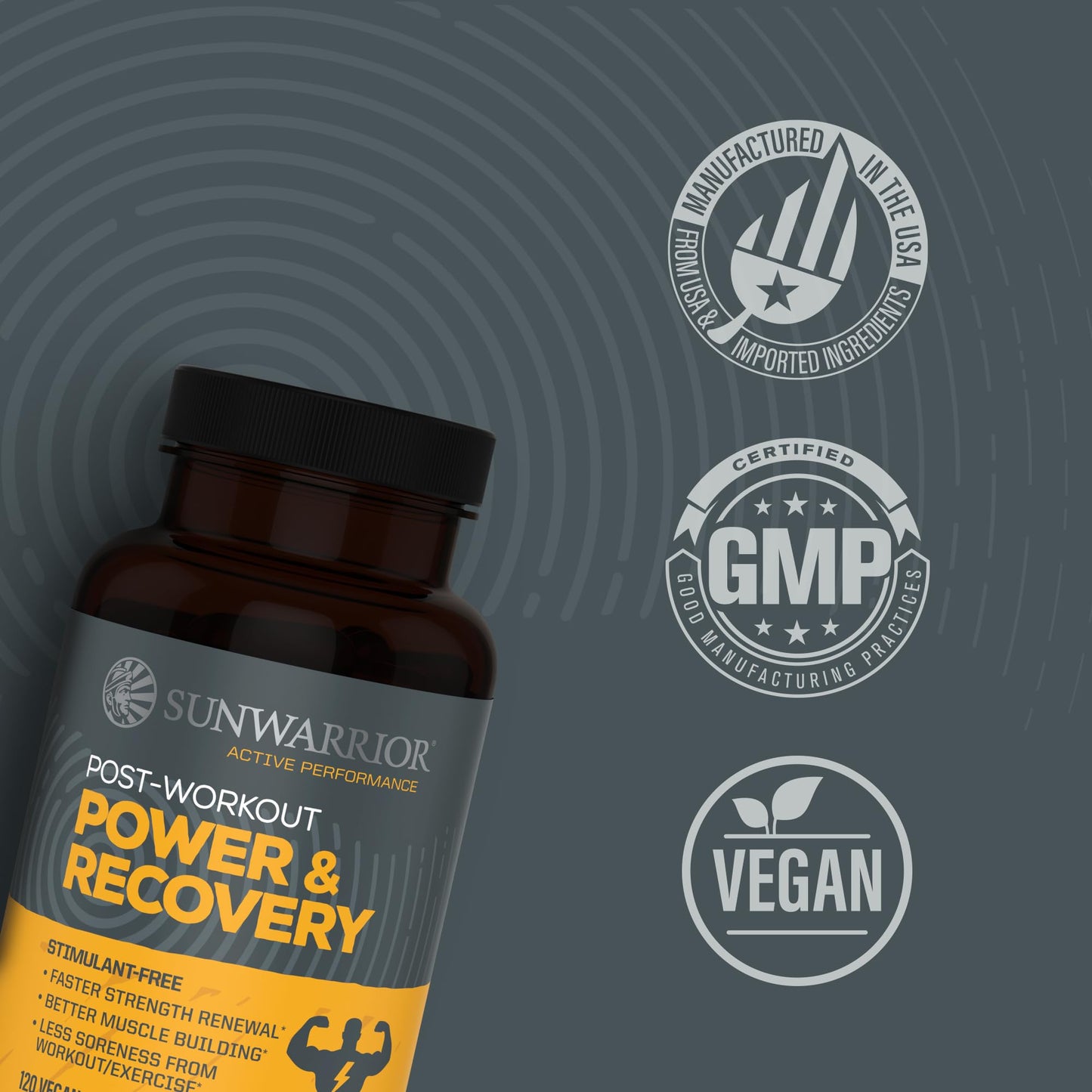 Sunwarrior Active Post Workout Power & Recovery Capsules 120 Count