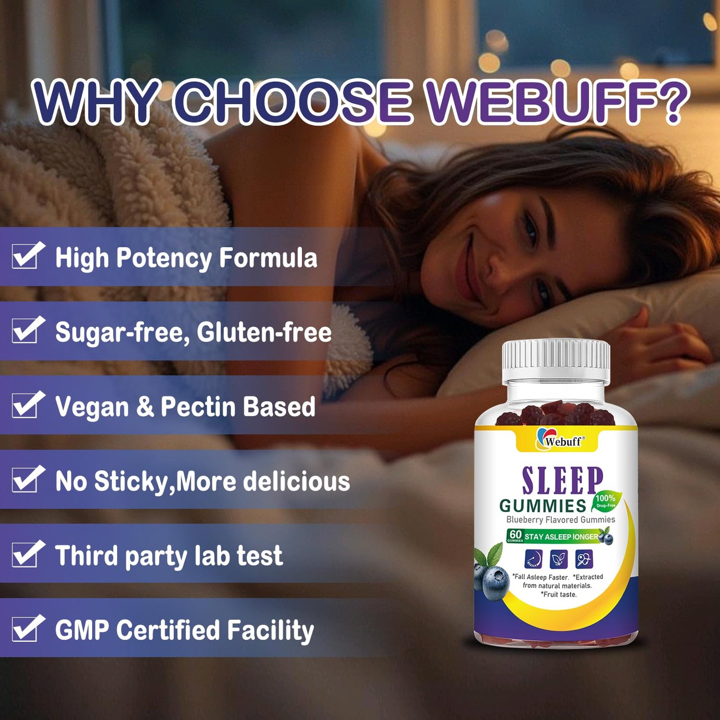 Webuff Sleep Gummies with 5mg Melatonin Gummy 120 Count