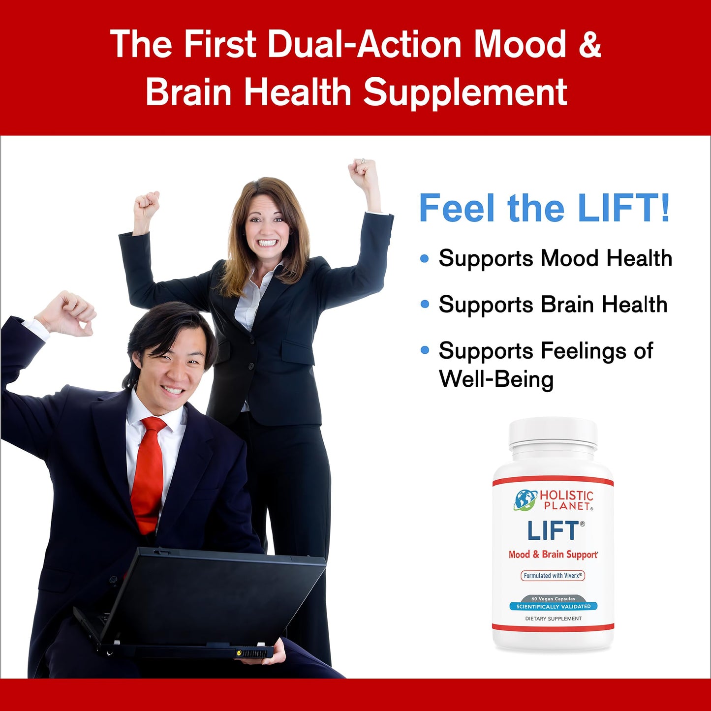 Holistic Planet Lift Brain Support Nootropic Magnesium Capsules, 60 Capsules