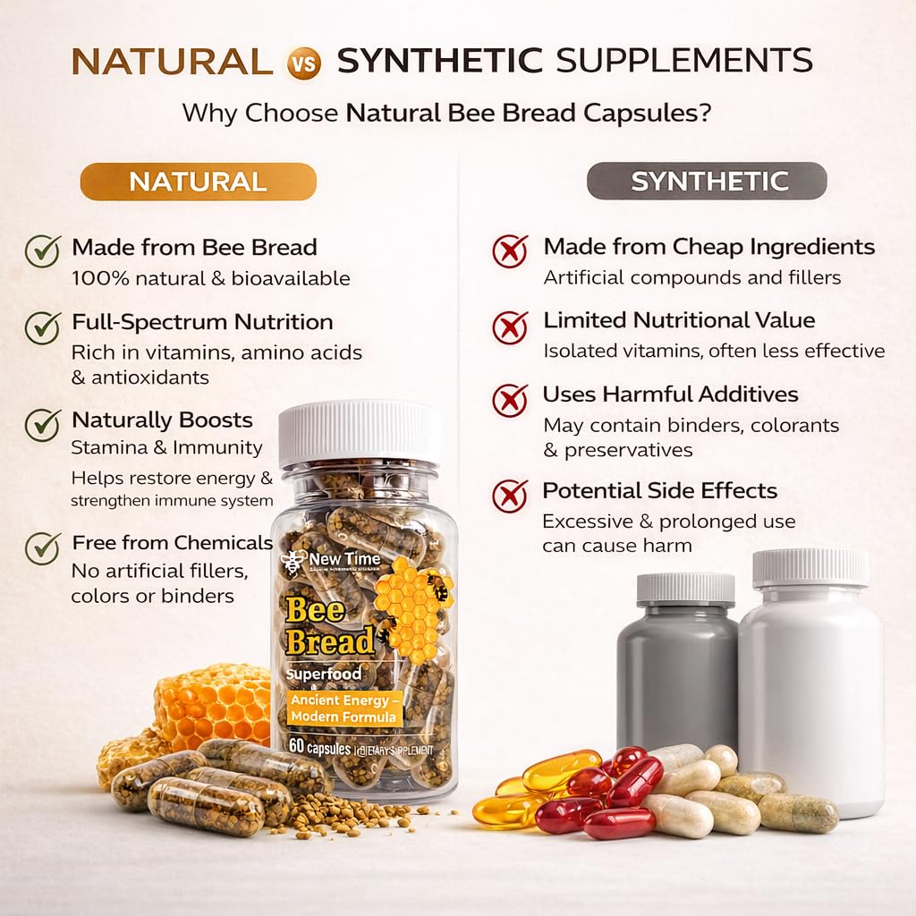 New Time Organic Beekeeping Products Bee Bread 60 Veggie Capsules
