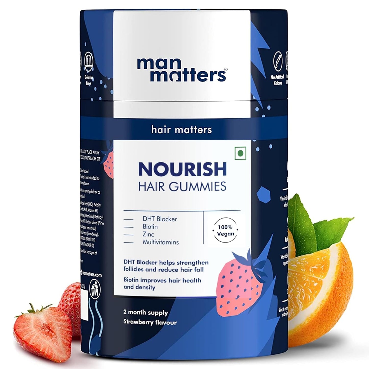 Man Matters Biotin Hair Gummies for Men Chewable 60 Count