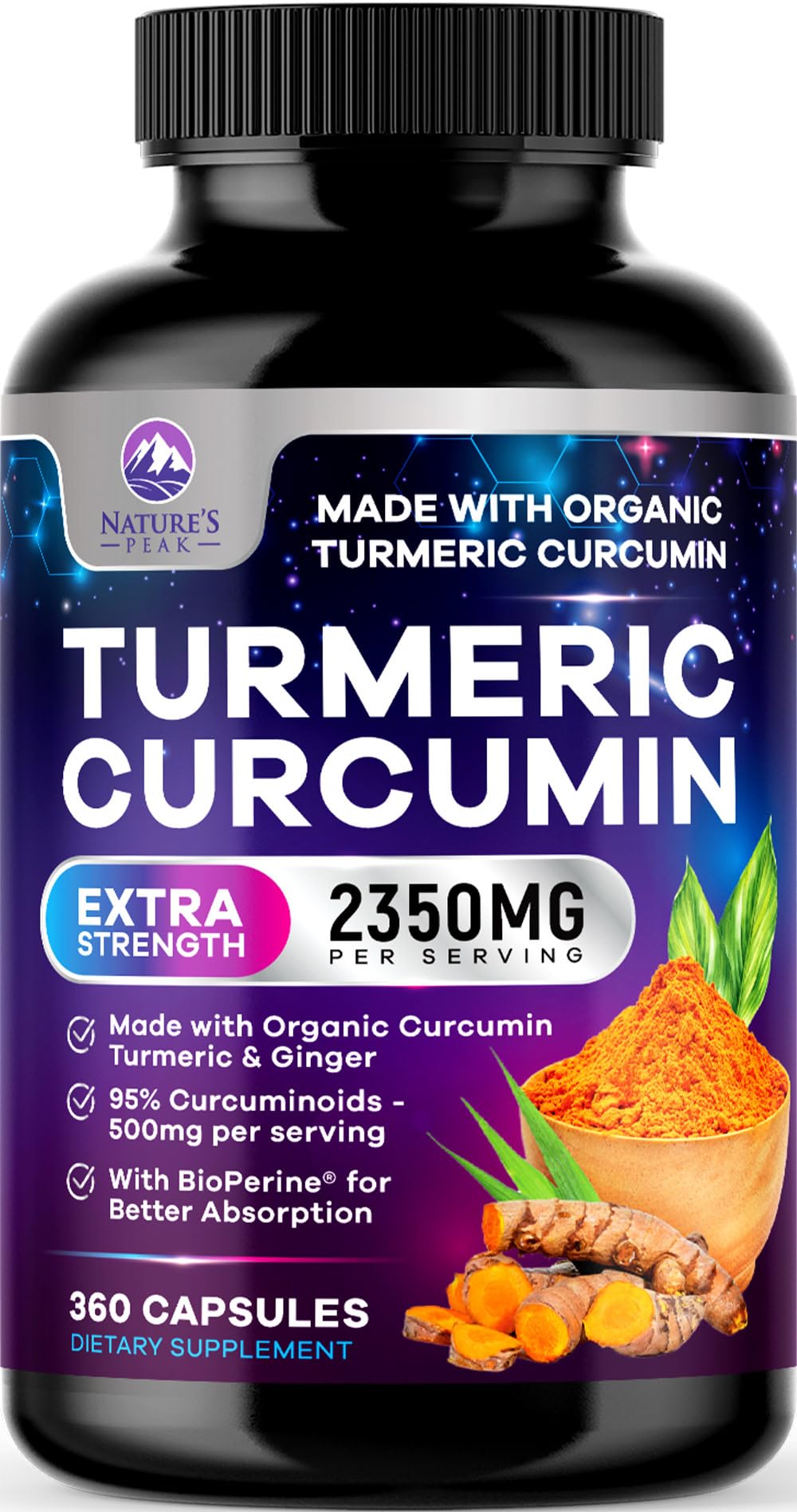 Nature's Peak Turmeric Curcumin Supplement 360 Capsules