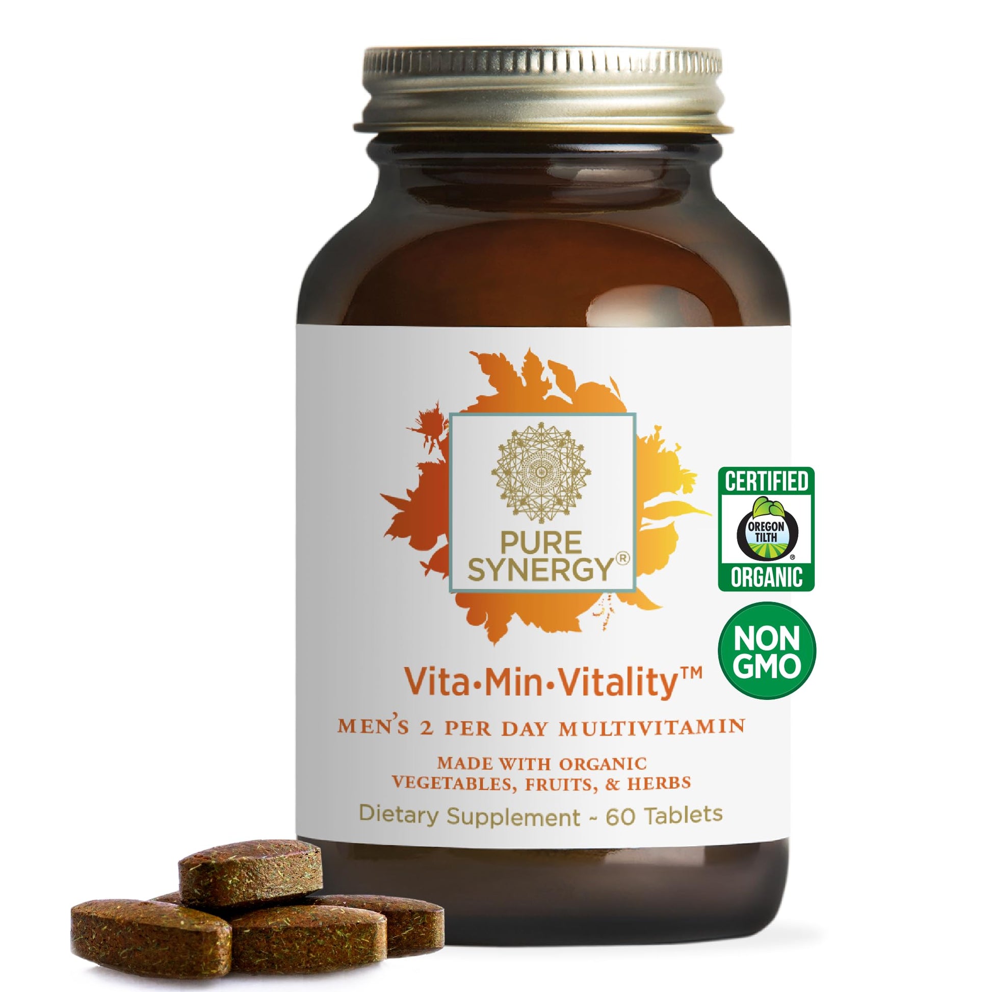 PURE SYNERGY Vita-Min-Vitality Natural Multivitamin for Men, 60 Tablets