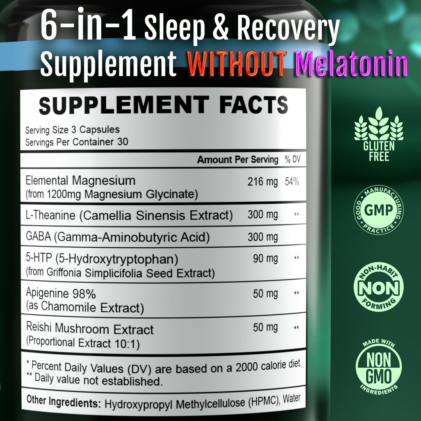 NACLEA Natural Sleep Aid Support for Adults - Melatonin-Free Herbal Supplement Capsules 90 Count