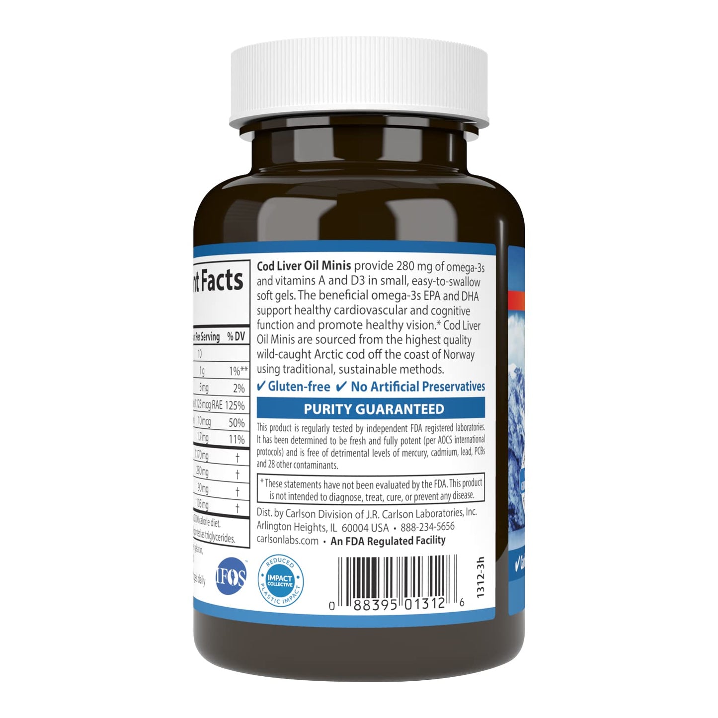 Carlson Cod Liver Oil Minis Softgel 250 Count
