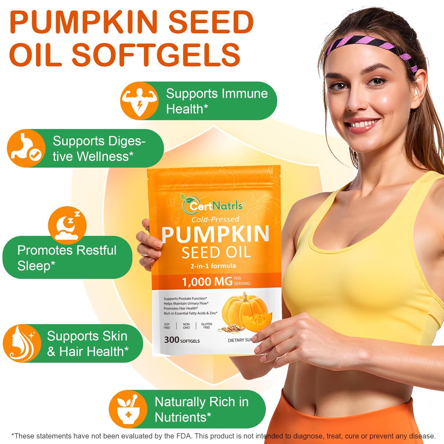 Linizanjiiy Pumpkin Seed Oil Capsules with Saw Palmetto Softgels 300