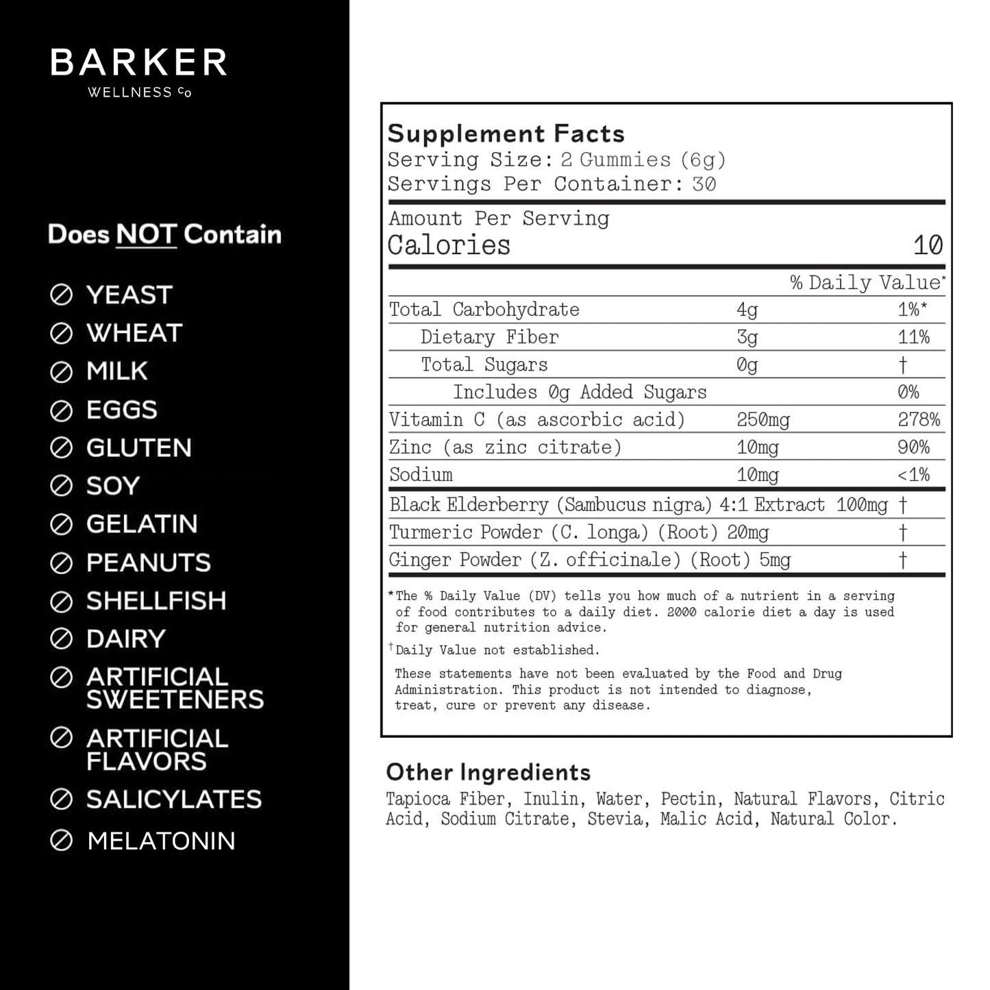 Barker Wellness Co Immunity Gummies with Vitamin C, Zinc, Elderberry, Turmeric & Ginger for Daily Immune Support, 60 Count