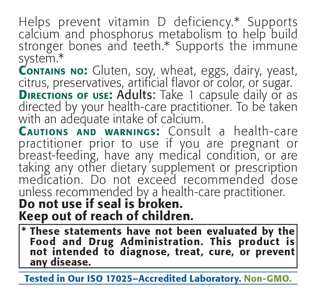 New Roots Herbal Vitamin D3 2500 IU (62.5 mcg), Non-GMO & Gluten-Free, 90 Veg Caps